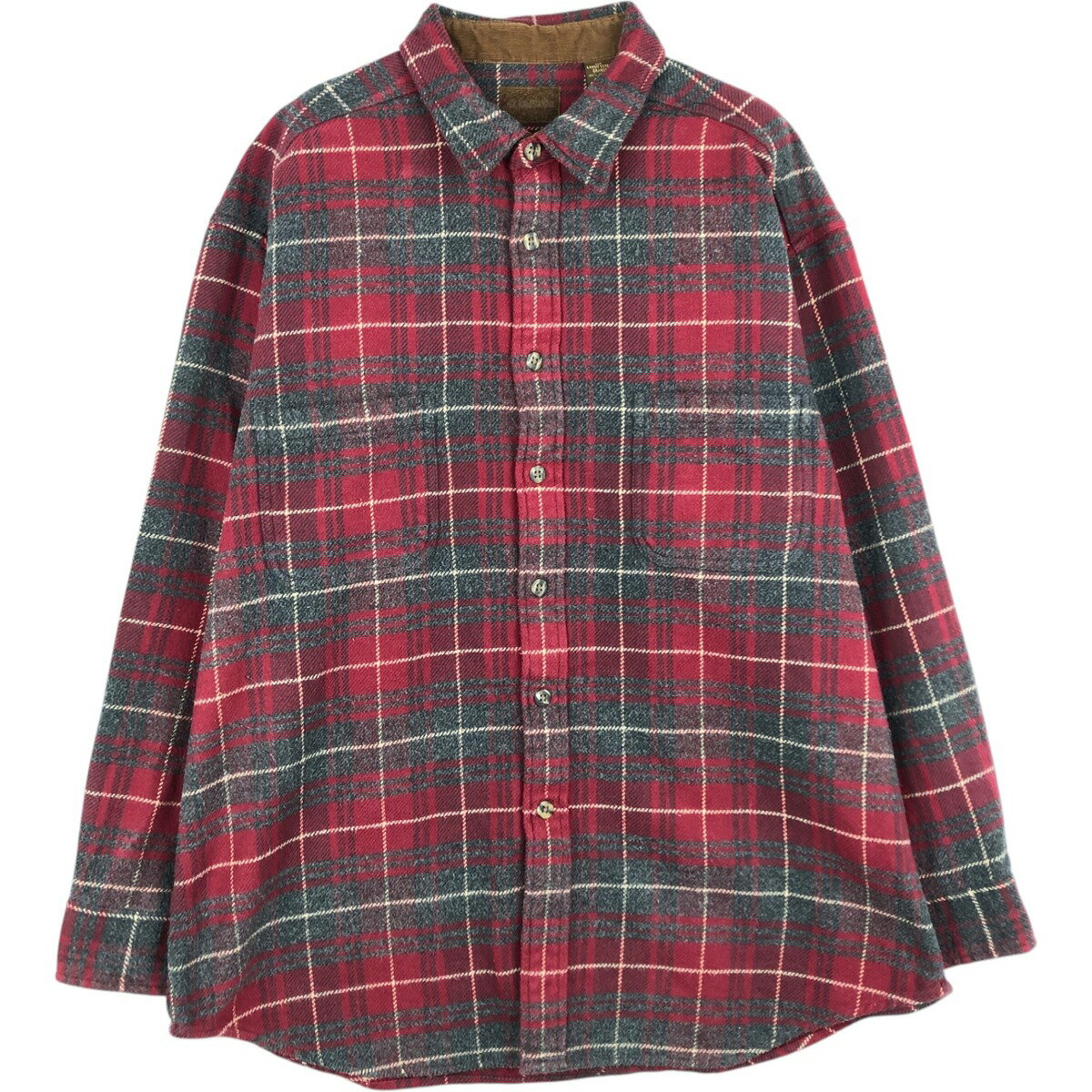 樂天商城 - 古着 90~00'S セントジョンズベイ ST.JOHN'S BAY BRAWNY 長袖 フランネルチェックシャツ メンズXL相当 ヴィンテージ /eaa624777 【中古】 【260315】 【GR-NV】 レッド系 春夏秋冬