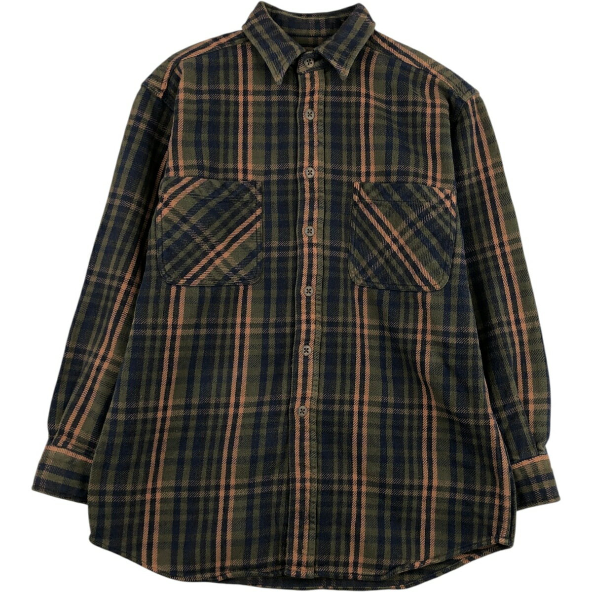 乐天商城 - 古着 90~00'S セントジョンズベイ ST.JOHN'S BAY 長袖 フランネルチェックシャツ メンズM相当 ヴィンテージ /eaa624782 【中古】 【260314】 【GR-NV】 カーキ系 春夏秋冬