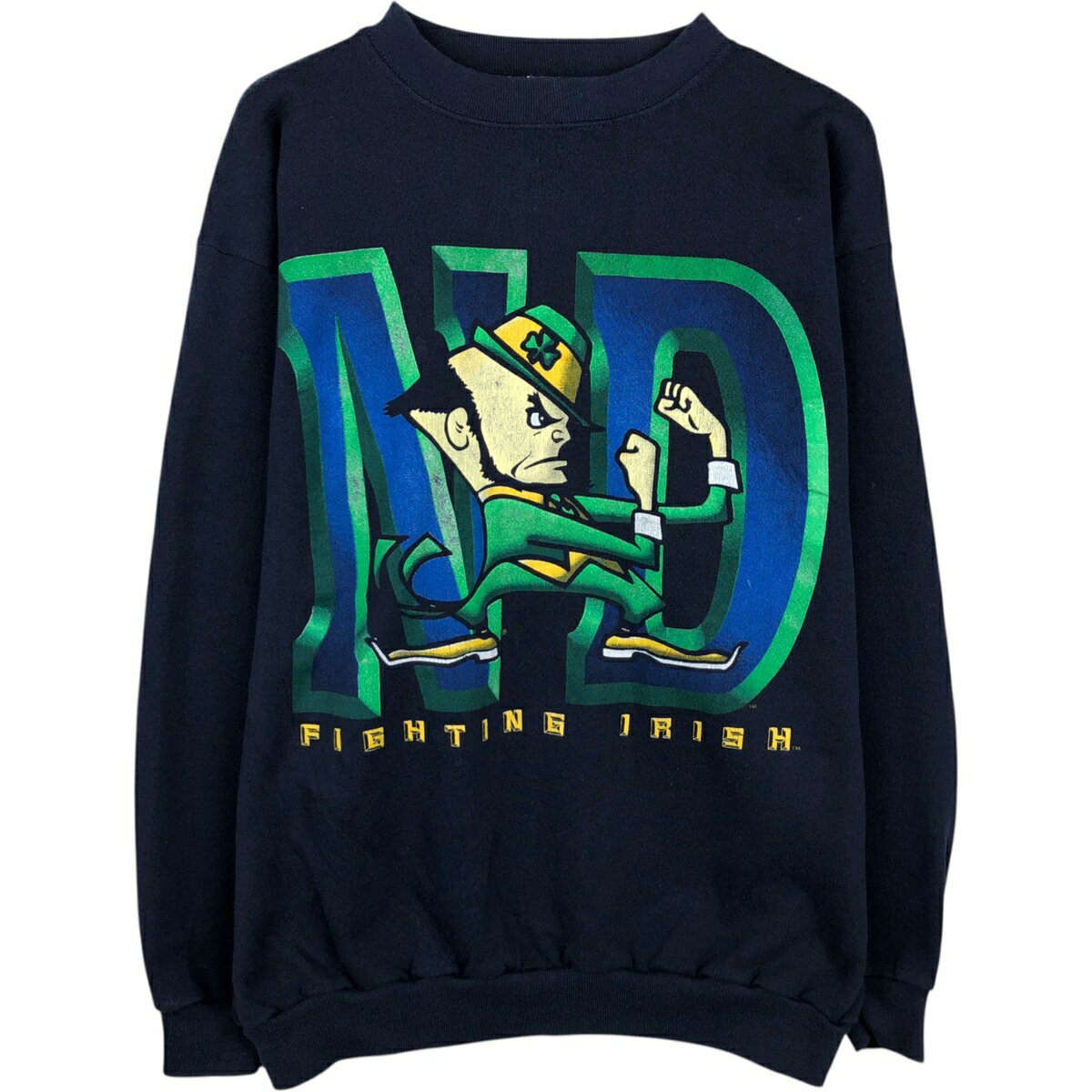 樂天商城 - 古着 TRAU&LOEVNER TNT FIGHTIN' IRISH ノートルダム大学 ファイティングアイリッシュ カレッジ キャラクタースウェットシャツ トレーナー USA製 メンズXL相当 /eaa624849 【中古】 【260322】 ネイビー系 春夏秋冬