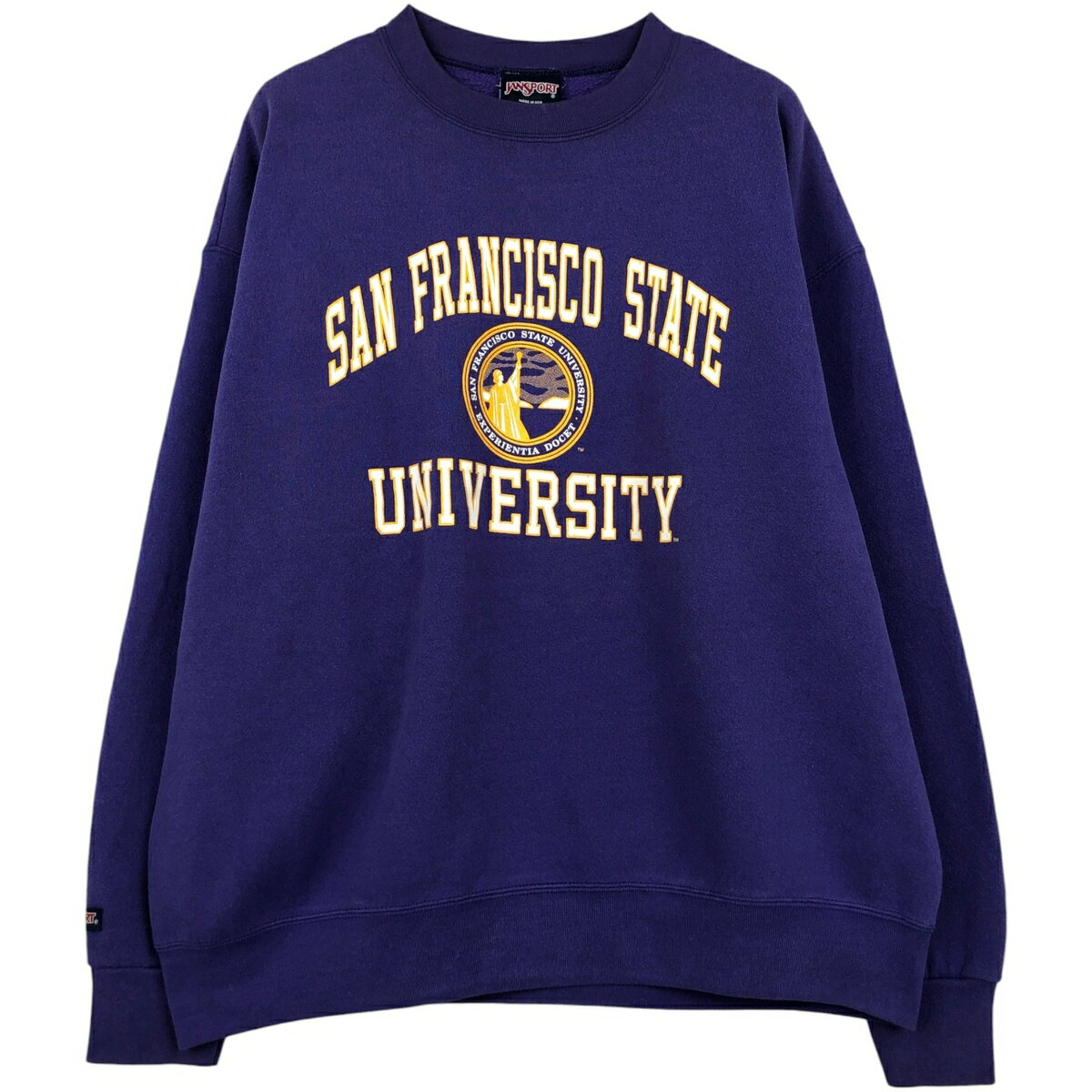 古着 90'S ジャンスポーツ JANSPORT 3連プリント カレッジスウェットシャツ トレーナー USA製 メンズXL相当 ヴィンテージ /eaa624850 【中古】 【260313】