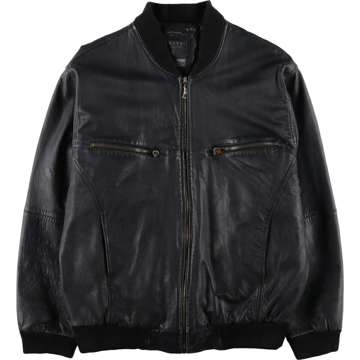 Rakuten - 古着 CITY COLLECTION SMOOTH 中綿入り レザーブルゾン メンズM相当 /eaa625104 【中古】 【260315】 ブラック系 春秋冬