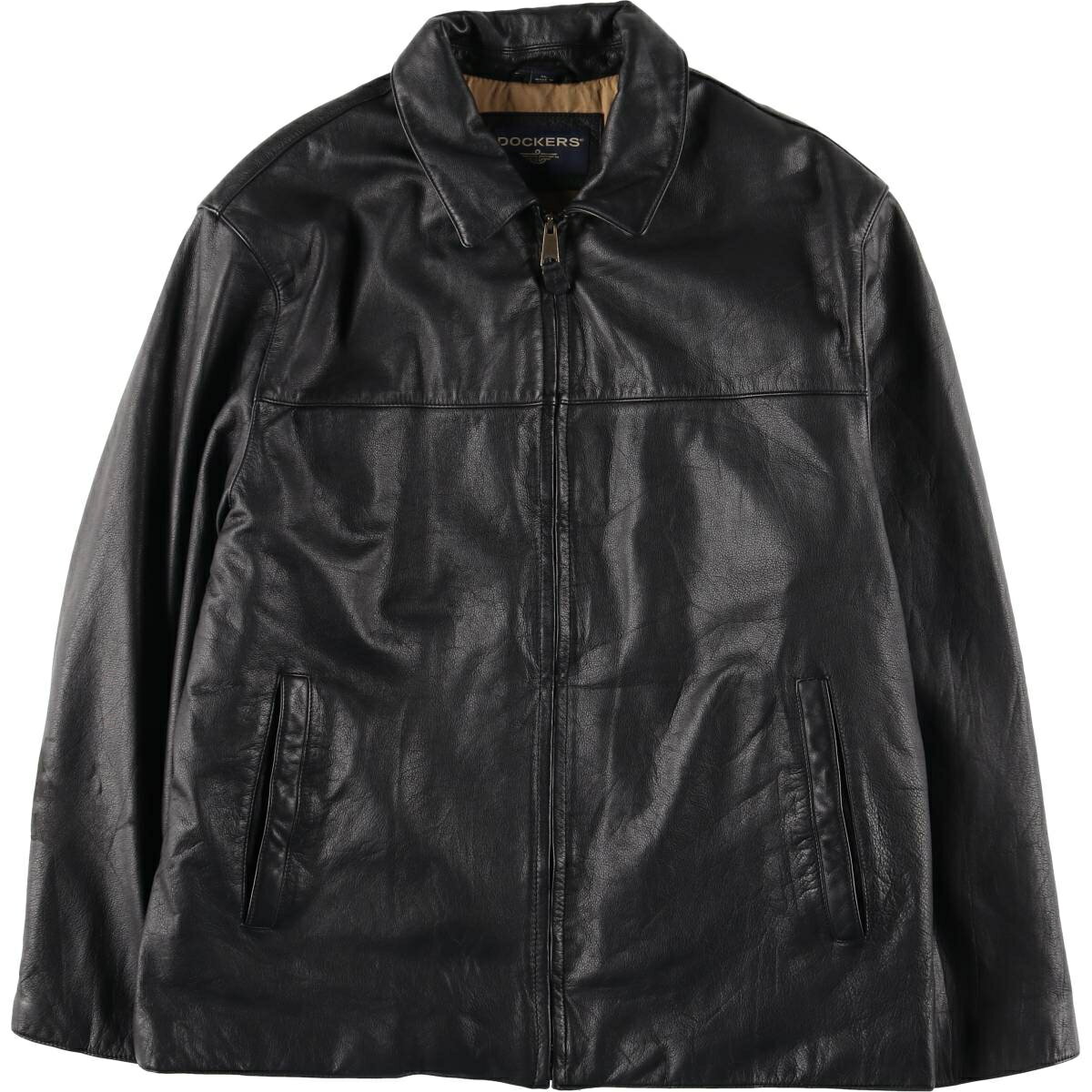 Leather Jacket - 古着 ドッカーズ DOCKERS スイングトップタイプ 中綿入り レザーブルゾン メンズXL相当 /eaa625112 【中古】 【260314】 ブラック系 春秋冬