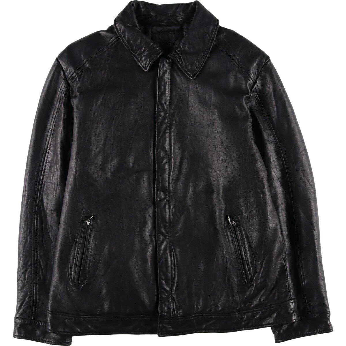 Leather Jacket - 古着 MERONA 中綿入り レザーブルゾン メンズL相当 /eaa625133 【中古】 【260316】 ブラック系 春秋冬