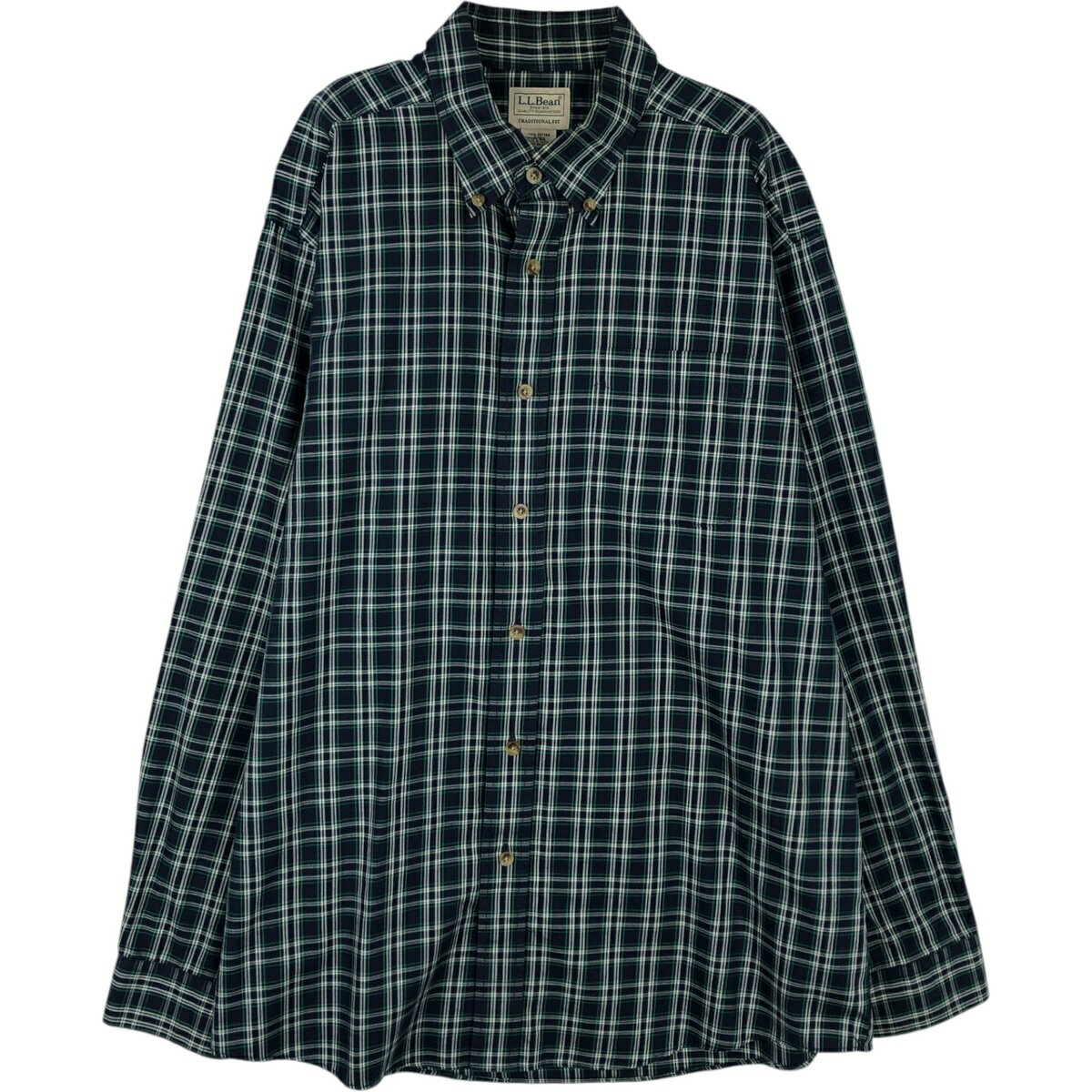 樂天商城 - 古着 90~00'S エルエルビーン L.L.Bean 長袖 ボタンダウンチェックシャツ メンズL相当 /eaa625231 【中古】 【260315】 ネイビー系 春夏秋冬