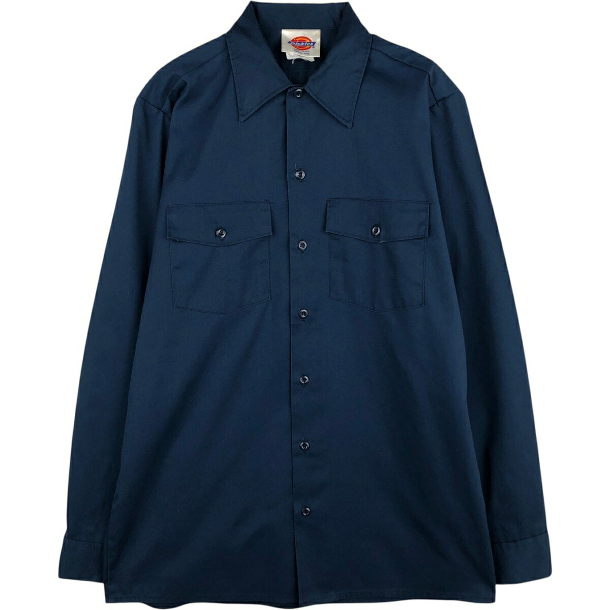 乐天商城 - 古着 80~90'S ディッキーズ Dickies 長袖 ワークシャツ USA製 メンズM相当 ヴィンテージ /eaa625295 【中古】 【260314】 ネイビー系 春夏秋冬