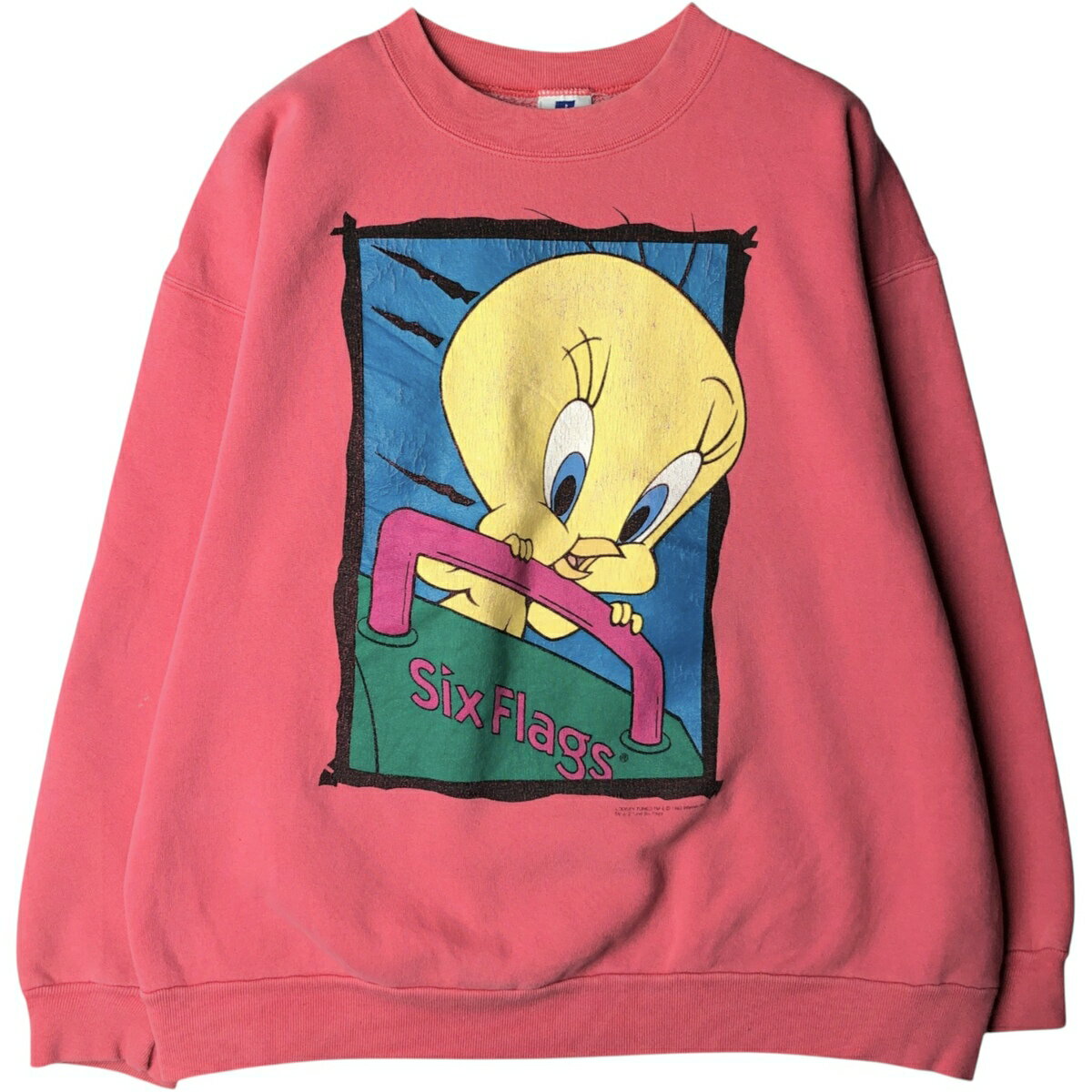 Rakuten - 古着 90'S Six Flags LOONEY TUNES ルーニーテューンズ トゥイーティー キャラクタースウェットシャツ トレーナー USA製 メンズL相当 ヴィンテージ /eaa625409 【中古】 【260319】 ピンク系 春夏秋冬