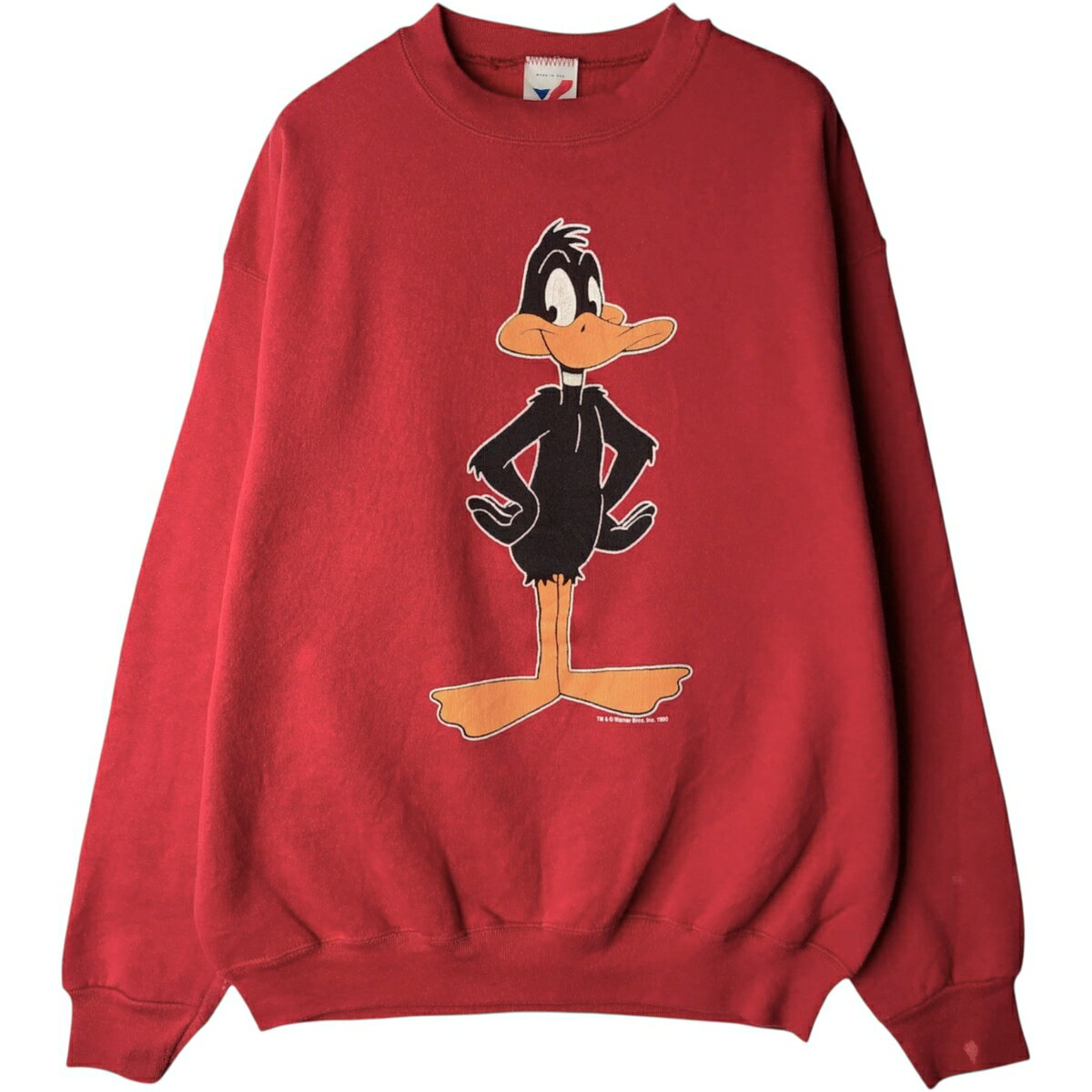 乐天商城 - 古着 90'S アルテックス ARTEX LOONEY TUNES ルーニーテューンズ ダフィー ダック キャラクタースウェットシャツ トレーナー USA製 メンズL相当 ヴィンテージ /eaa625410 【中古】 【260319】 レッド系 春夏秋冬