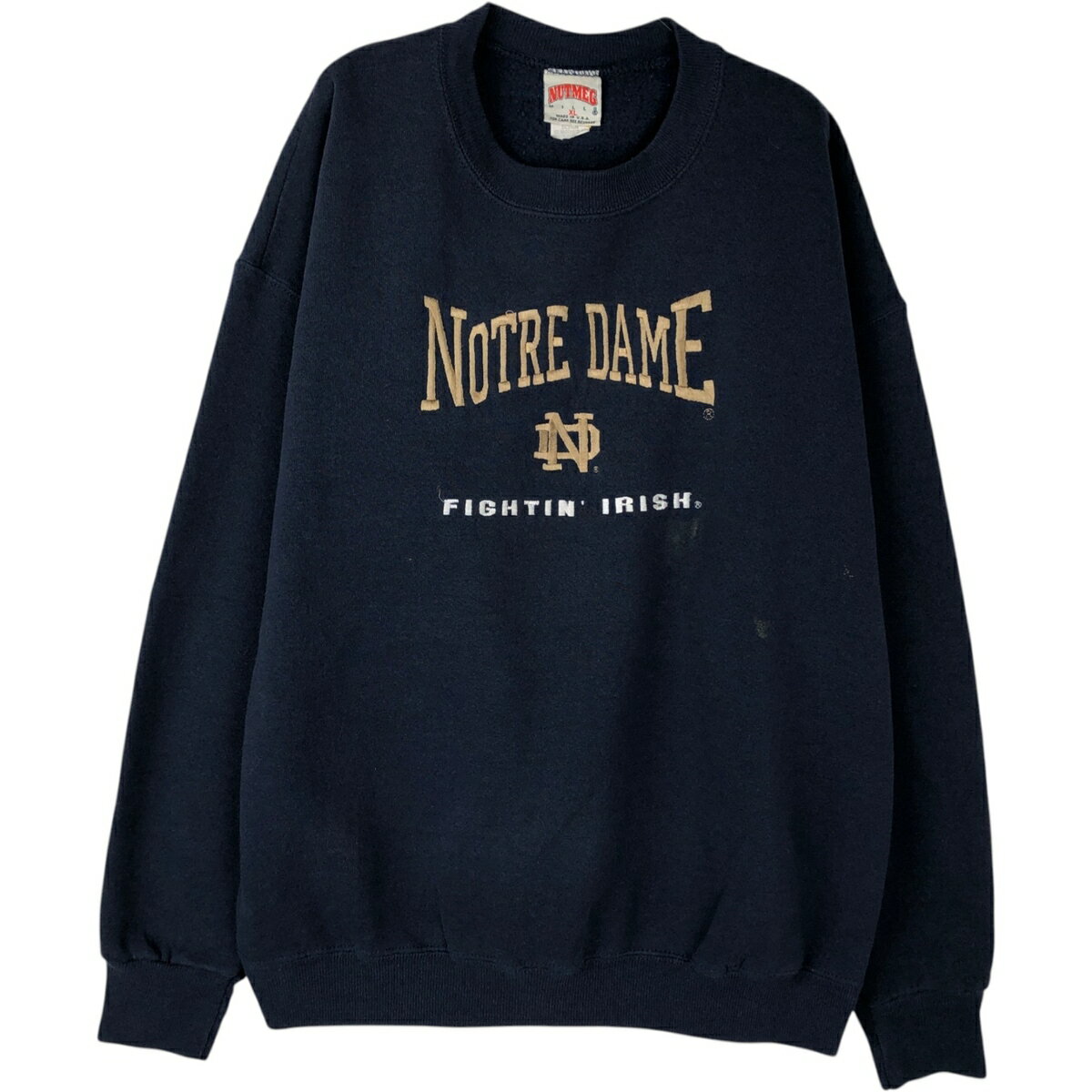 古着 90'S NUTMEG NOTRE DAME ノートルダム大学 カレッジスウェットシャツ トレーナー USA製 メンズXL相当 ヴィンテージ /eaa625634 【中古】 【260315】