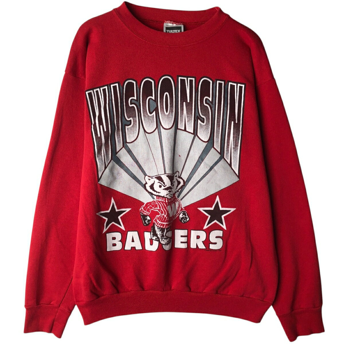 樂天商城 - 古着 90'S タルテックス Tultex WISCONSIN ウィスコンシン大学 カレッジスウェットシャツ トレーナー USA製 メンズL相当 ヴィンテージ /eaa625676 【中古】 【260319】 レッド系 春夏秋冬