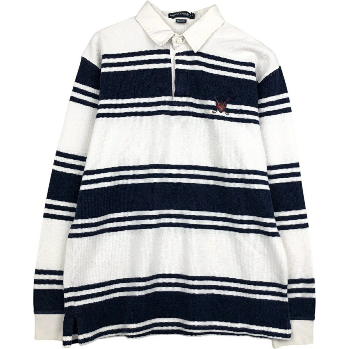 樂天商城 - 古着 ラルフローレン Ralph Lauren POLO GOLF ポロゴルフ 長袖 ラガーシャツ メンズL相当 /eaa625769 【中古】 【260327】 ホワイト系 春夏秋冬