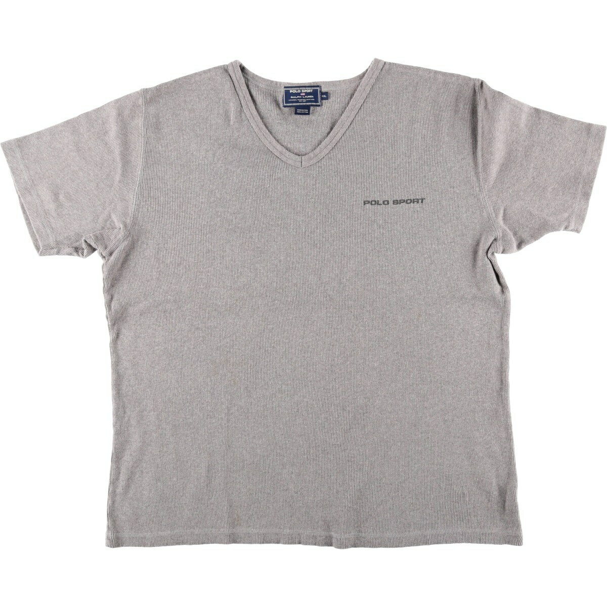 樂天商城 - 古着 ラルフローレン Ralph Lauren POLO SPORT ポロスポーツ リブ編み 半袖VネックTシャツ メンズXXL相当 /eaa625952 【中古】 【260316】 グレー系 春夏秋