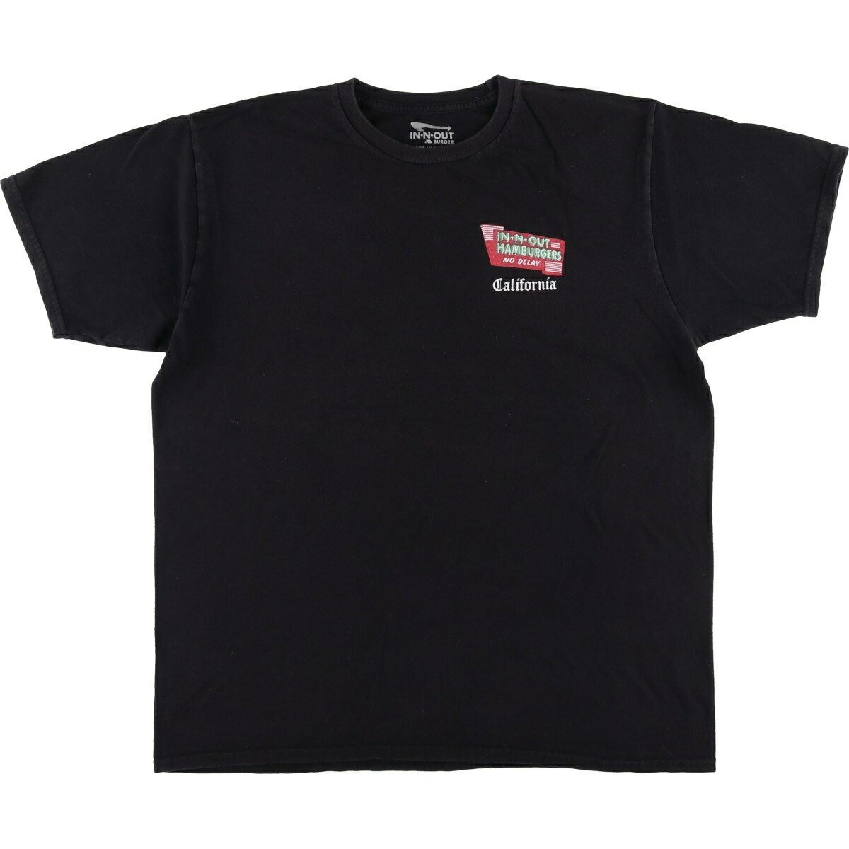 T-Shirts - 古着 IN-N-OUT BURGER インアンドアウトバーガー アドバタイジングTシャツ USA製 メンズL相当 /eaa625976 【中古】 【260315】 ブラック系 春夏秋