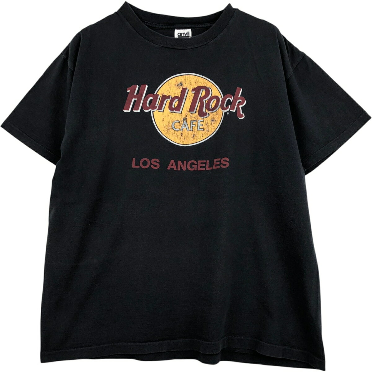 古着 90'S アンビル Anvil HARD ROCK CAFE ハードロックカフェ アドバタイジングTシャツ USA製 メンズXL相当 ヴィンテージ /eaa626222 【中古】 【260315】 ブラック系 春夏秋