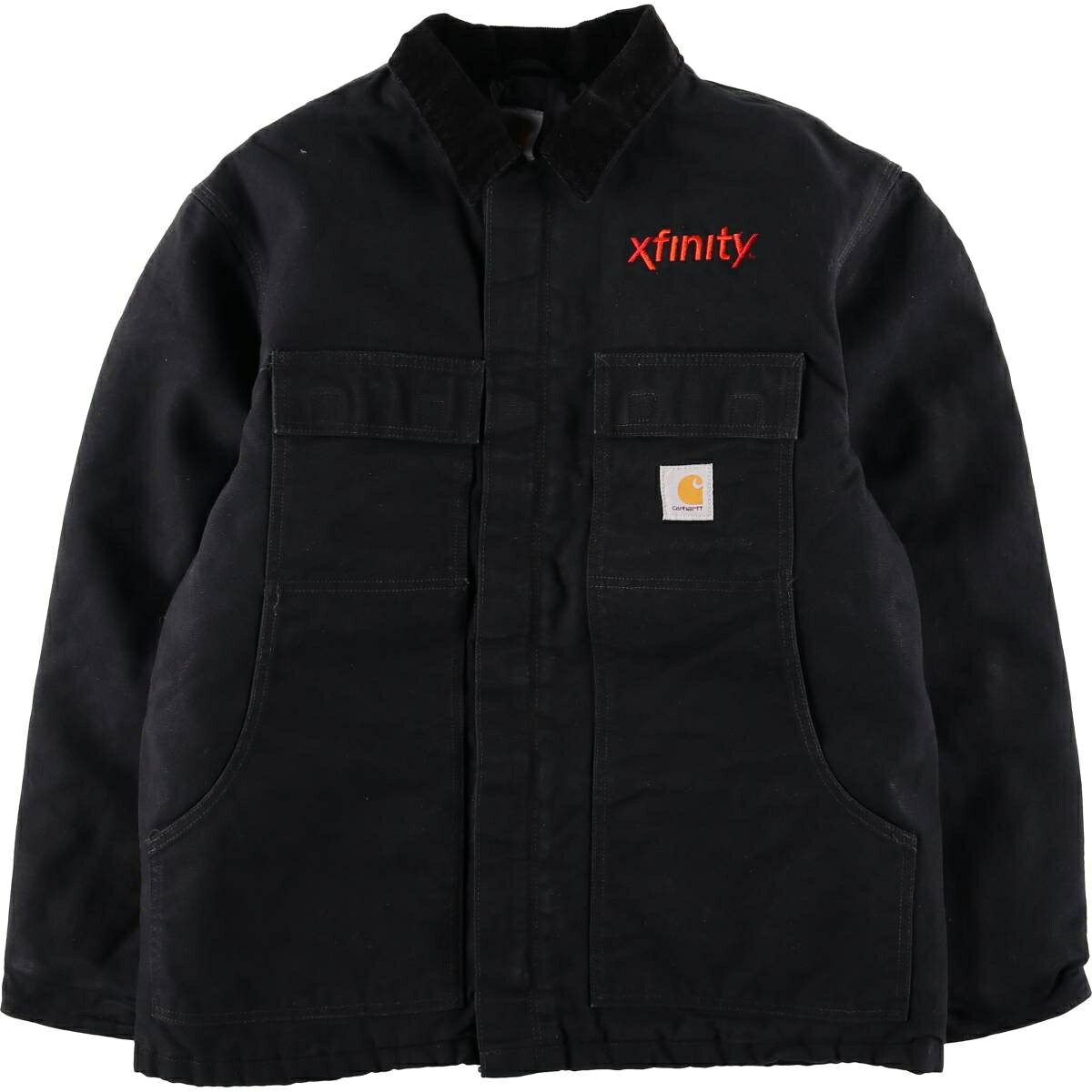 商品詳細 ブランド・Carhartt・カーハート・ 特徴・厚手・中綿入り・フルジップ・コーデュロイ襟・キルティングライナー・ モデル/形状・トラディショナルコート・ダックワークジャケット・ 素材・コットン:100%・ポリエステル(インサレーション):100%・ 色・ブラック系 黒色・ 柄・刺繍・ロゴパッチ・ 生産国・メキシコ製・ 年代 サイズ・メンズL・表記サイズ:L・着丈:74.5cm・身幅:66cm・肩幅:54cm・袖丈:68.5cm・ コンディション・C・ カテゴリ・メンズ・アウター・ジャケット・ワークジャケット・ 商品番号・eaa626245・ 取扱店・・ スタッフコメントCarhartt トラディショナルコート ダックワークジャケット / メンズL / 商品番号 eaa626245 USEDワークアイテムですので使用感などございますが、まだまだご愛用していただけます。 古着という事をご理解の上ご注文よろしくお願いします。 【状態追記】 ●前、左腕に汚れ ●後、右背中・左脇・左腕に汚れ ●内、右腕に糸引き ●前内側、首元右側・右脇に糸抜け　右胸に糸引き ●後内側、左裾に糸引き※状態は当社独自の基準です。 着用感表記サイズ着丈身幅肩幅袖丈 メンズLL(※着用感、表記サイズは目安です。)74.5cm66cm54cm68.5cm ※測定値の若干の誤差はご了承下さい。サイズガイドはこちら ブランドCarharttカーハート 特徴厚手 / 中綿入り / フルジップ / コーデュロイ襟 / キルティングライナーモデル/形状トラディショナルコート / ダックワークジャケット素材コットン:100% / ポリエステル(インサレーション):100%色ブラック系 黒色柄刺繍 / ロゴパッチ生産国メキシコ製年代-カテゴリワークジャケット商品番号eaa626245取扱店　　 カーハートの他の商品を見るワークジャケットの他の商品を見る