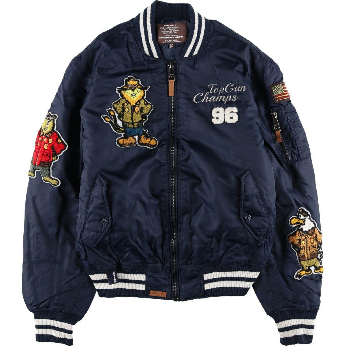 樂天商城 - 古着 TOP GUN MA-1タイプ 星条旗柄 中綿入り ミリタリー フライトジャケット メンズM相当 /eaa626274 【中古】 【260316】 ネイビー系 春秋冬