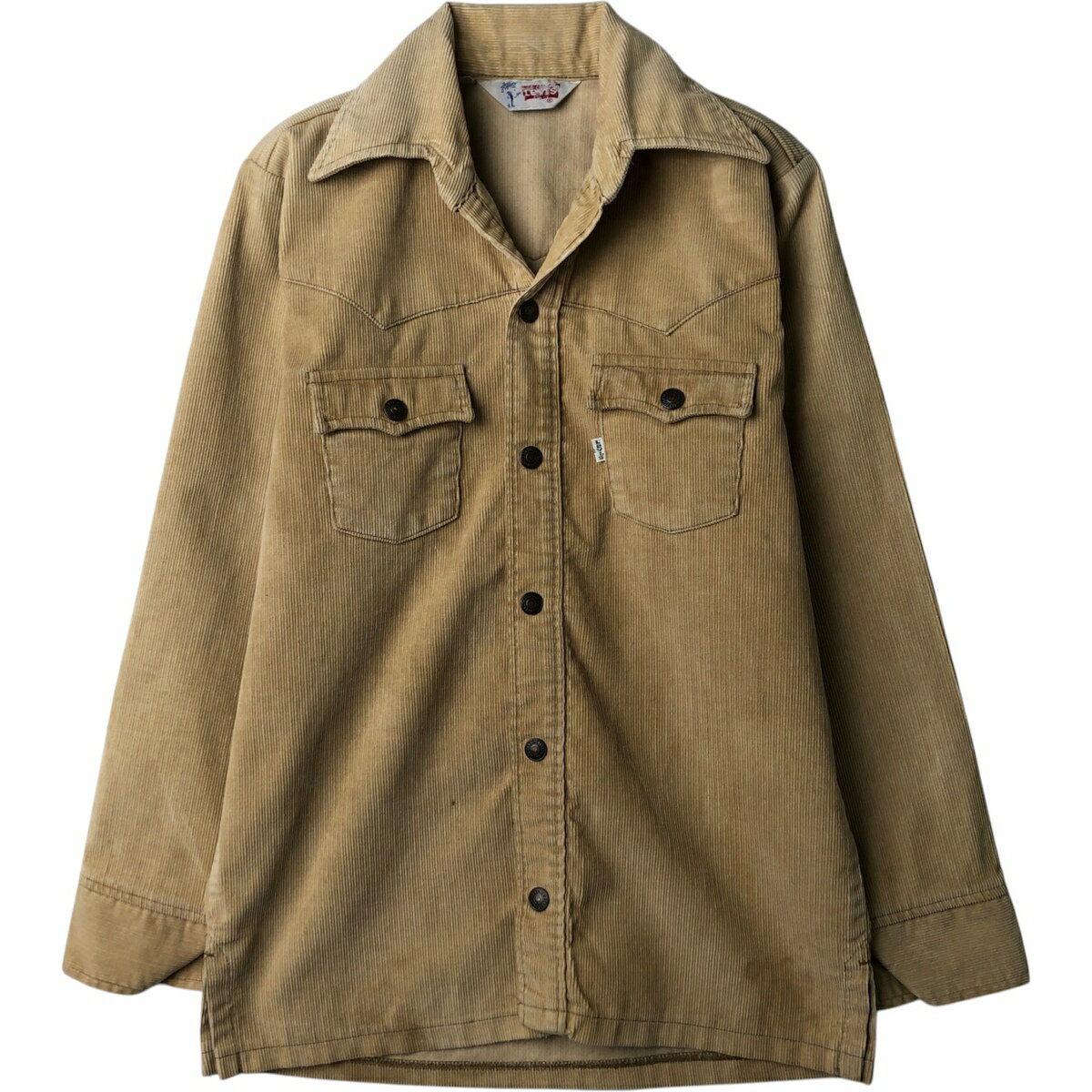 樂天商城 - 古着 70'S リーバイス Levi's オープンカラー 長袖 コーデュロイシャツ ボックスシャツ レディースM相当 /eaa626299 【中古】 【260321】 【Elulu/エルル】
