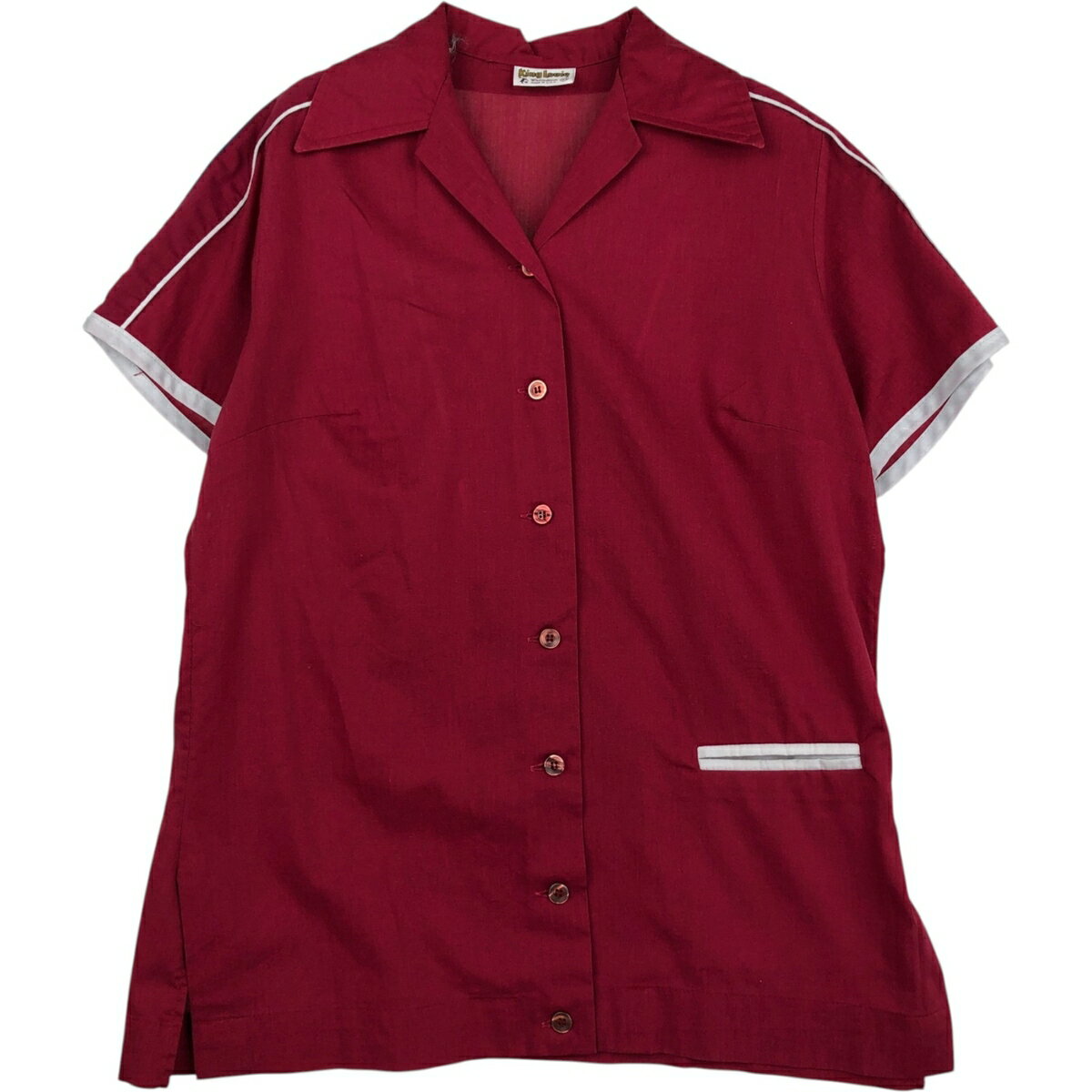 樂天商城 - 古着 70'S キングルイ King Louie バックプリント オープンカラー 半袖 ボウリングシャツ ボックスシャツ USA製 メンズS相当 ヴィンテージ /eaa626418 【中古】 【260322】 【Elulu/エルル】 レッド系 春夏