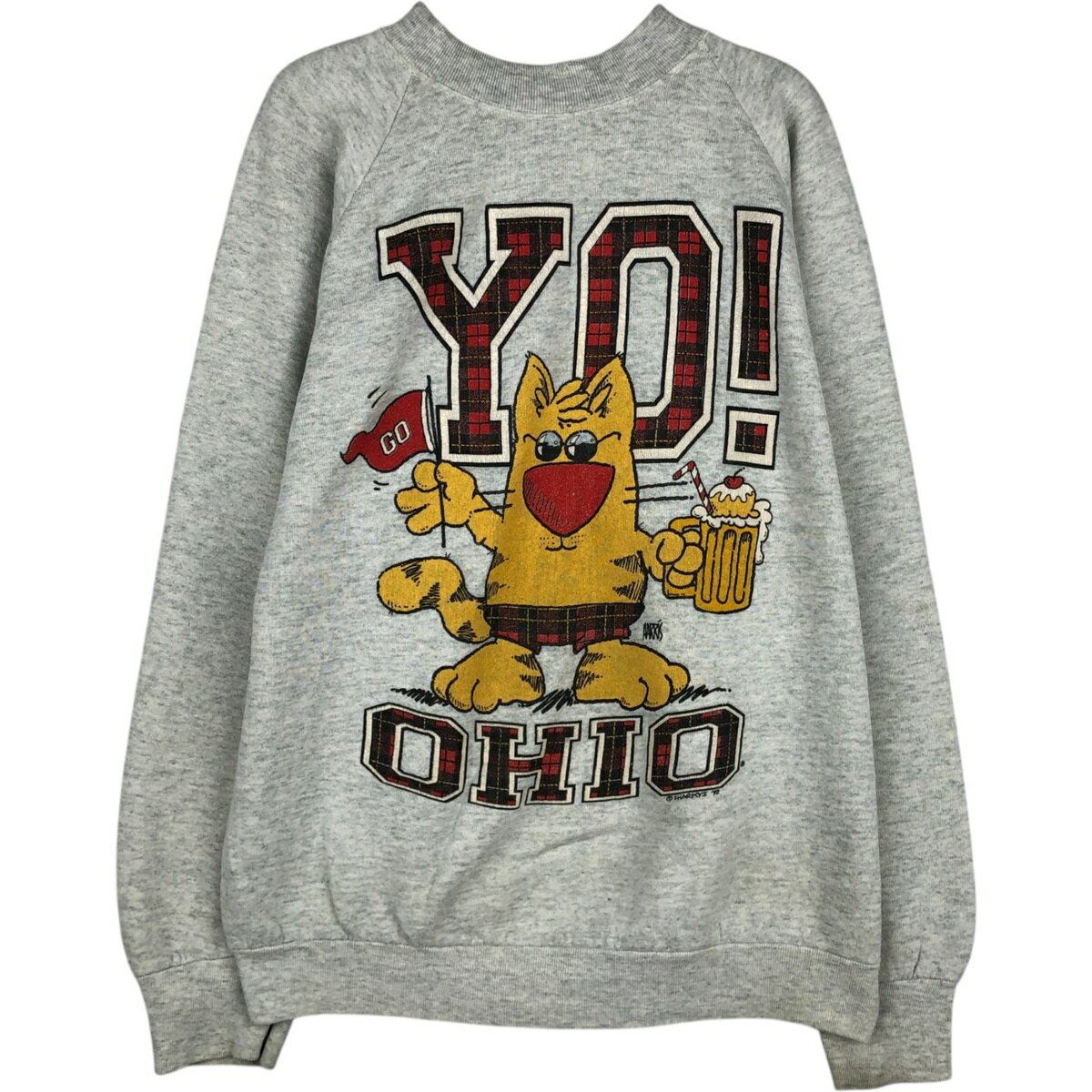古着 90'S フルーツオブザルーム FRUIT OF THE LOOM OHIO STATE オハイオ州立大学 カレッジ キャラクタースウェットシャツ トレーナー メンズL相当 ヴィンテージ /eaa626487 【中古】 【260321】 グレー系 春夏秋冬