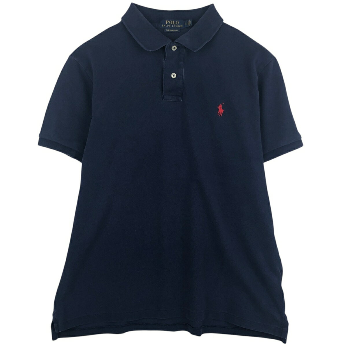 Rakuten - 古着 ラルフローレン Ralph Lauren POLO RALPH LAUREN CUSTOM SLIM FIT 半袖 ポロシャツ メンズL相当 /eaa626584 【中古】 【260409】 ネイビー系 春夏秋