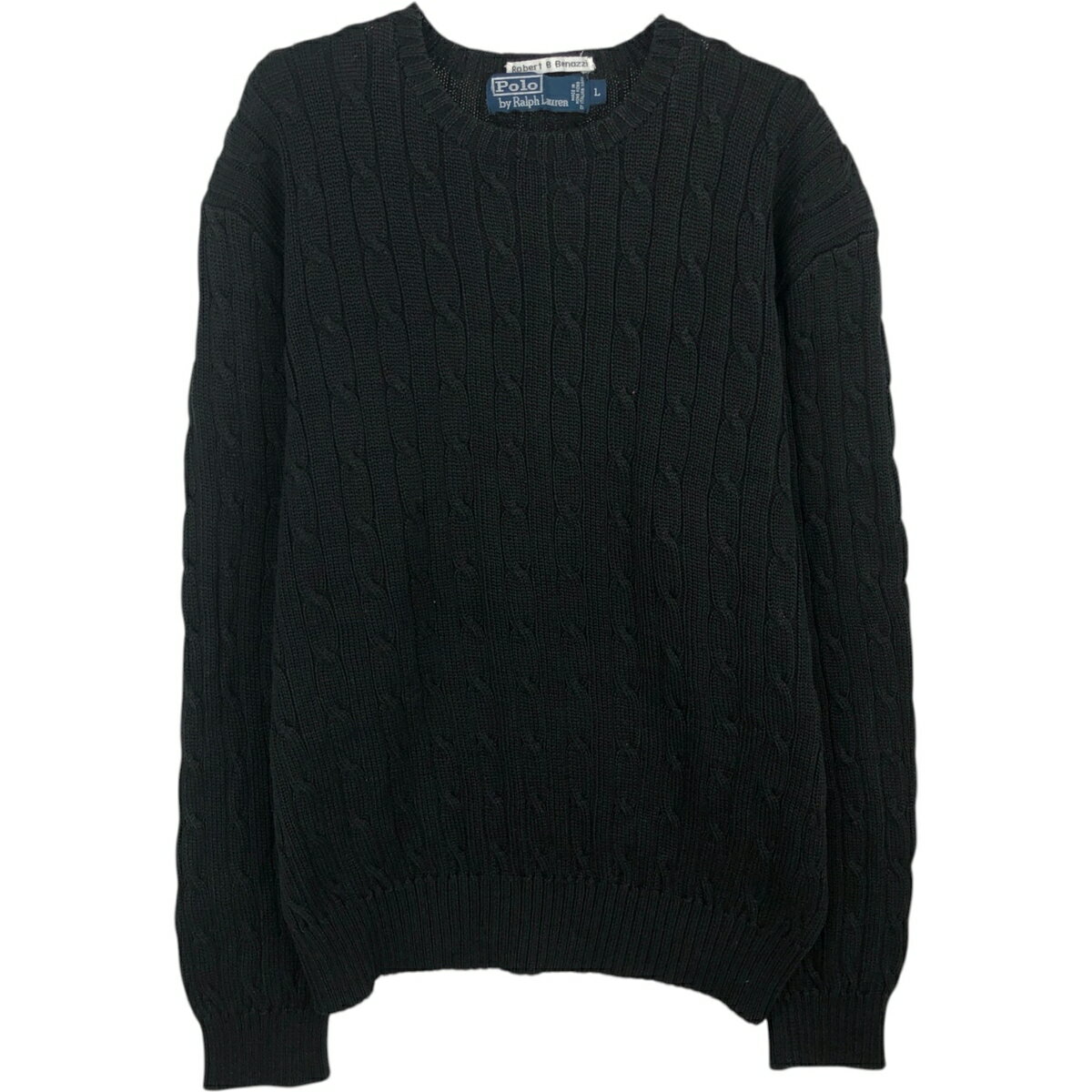 樂天商城 - 古着 ラルフローレン Ralph Lauren POLO by Ralph Lauren ケーブル編み コットンニットセーター メンズL相当 /eaa627105 【中古】 【260329】 ブラック系 秋冬