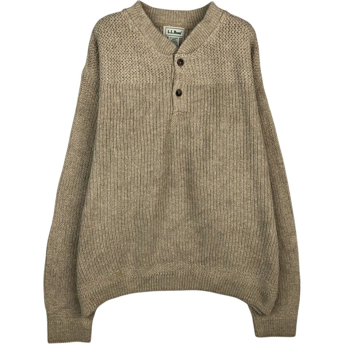 古着 BILL BLASS ヘンリーネック コットンニットセーター USA製 メンズ 