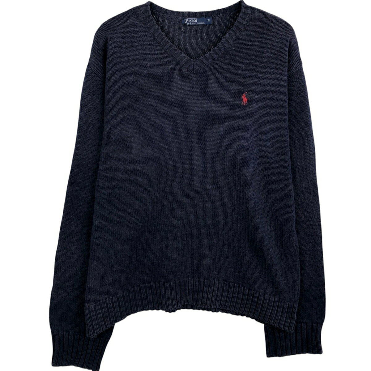 古着 ラルフローレン Ralph Lauren POLO by Ralph Lauren Vネック コットンニットセーター メンズXL相当 /eaa627415 【中古】 【260329】 ネイビー系 秋冬