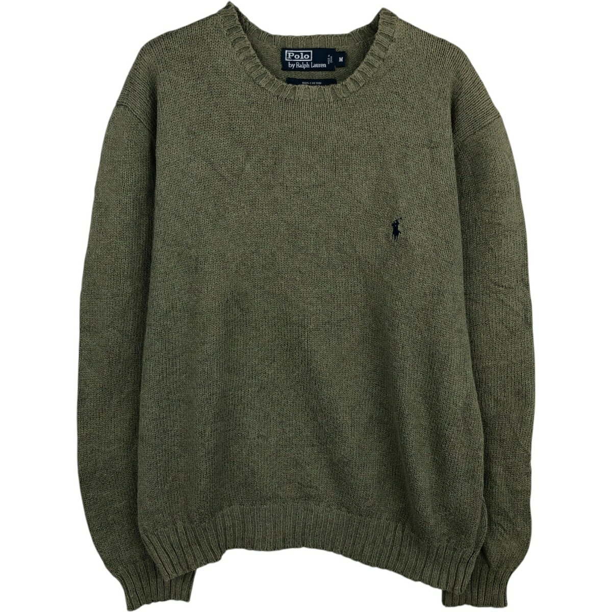 Knit Sweater - 古着 ラルフローレン Ralph Lauren POLO by Ralph Lauren コットンニットセーター メンズM相当 /eaa627490 【中古】 【260329】 カーキ系 秋冬