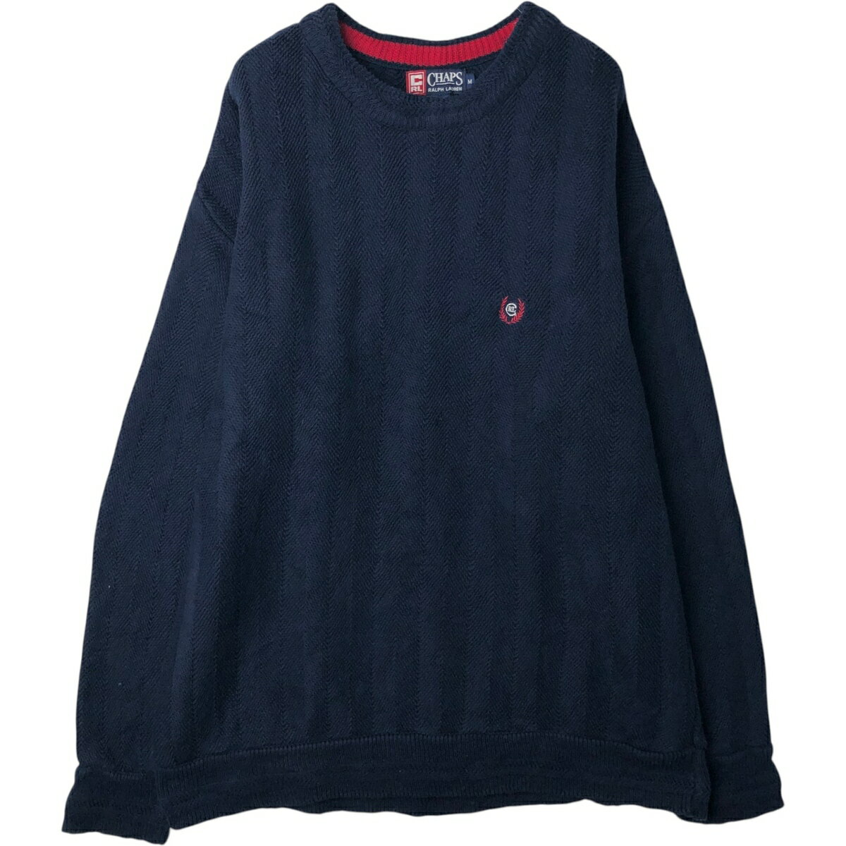 樂天商城 - 古着 90'S ラルフローレン Ralph Lauren CHAPS チャップス ヘリンボーン コットンニットセーター USA製 メンズM相当 ヴィンテージ /eaa627503 【中古】 【260330】