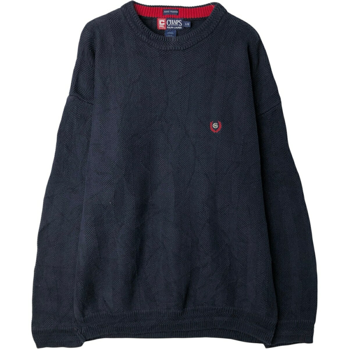 古着 ラルフローレン Ralph Lauren CHAPS チャップス ヘリンボーン コットンニットセーター メンズL相当 /eaa627525 【中古】 【260330】