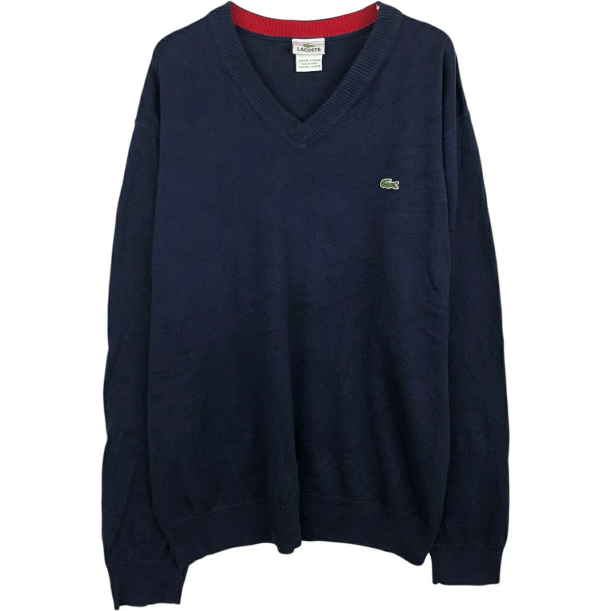 Rakuten - 古着 ラコステ LACOSTE Vネック コットンニットセーター 6 メンズXL相当 /eaa627534 【中古】 【260329】 ネイビー系 秋冬