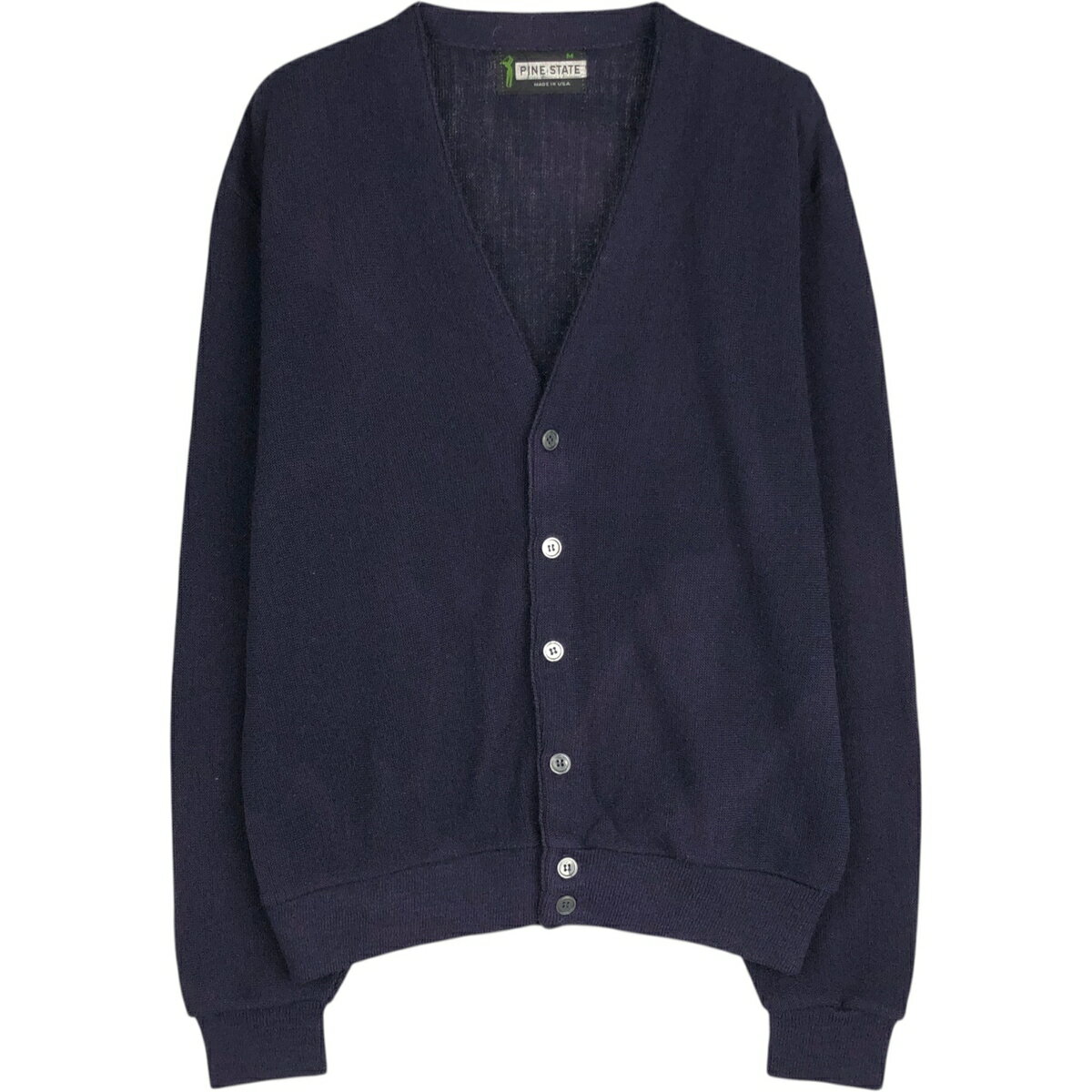 古着 70'S PINE STATE アクリルニットカーディガン USA製 メンズM相当 ヴィンテージ /eaa627605 【中古】 【260328】 ネイビー系 春秋冬