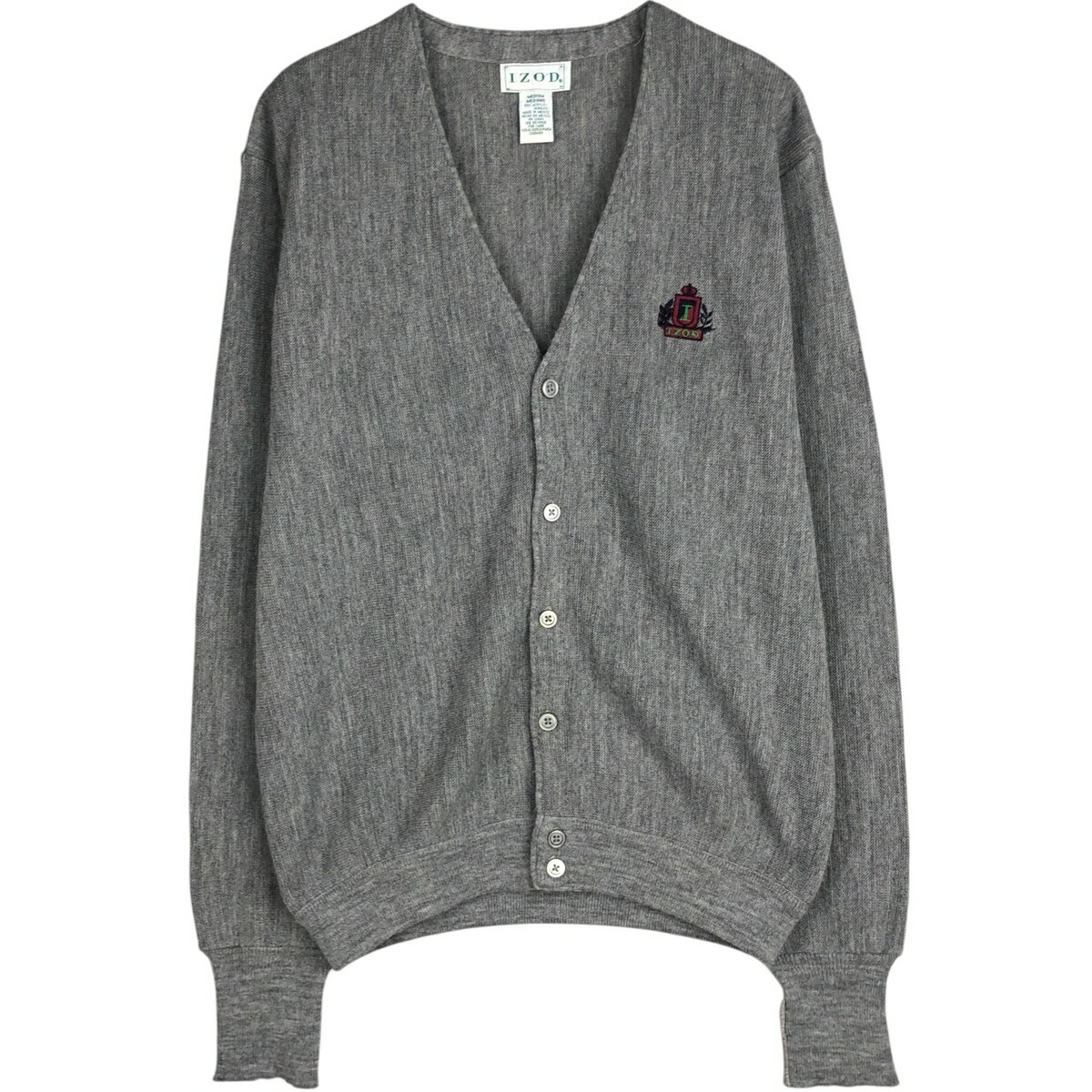古着 IZOD アクリルニットカーディガン メンズM相当 /eaa627608 【中古】 【260328】 グレー系 春秋冬