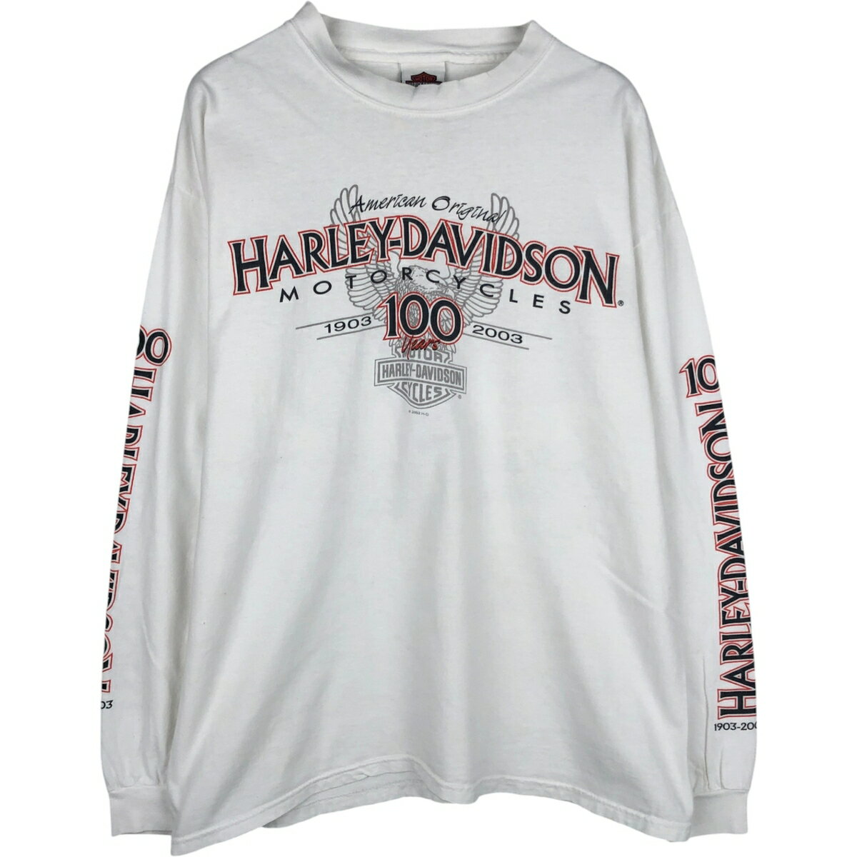 樂天商城 - 古着 ハーレーダビッドソン Harley-Davidson 鷲柄 イーグル柄 ロングTシャツ ロンT USA製 メンズL相当 /eaa627716 【中古】 【260330】 ホワイト系 春夏秋