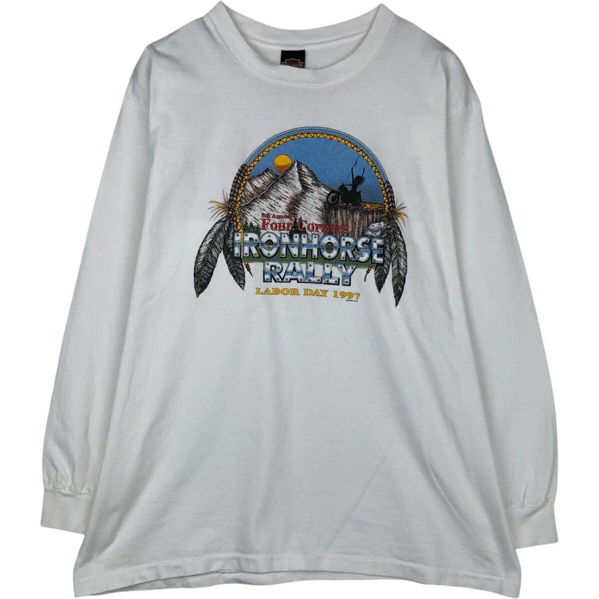 Rakuten - 古着 90'S ハーレーダビッドソン Harley-Davidson 鷲柄 イーグル柄 モーターサイクル ロングTシャツ ロンT USA製 メンズXL相当 /eaa627717 【中古】 【260329】 ホワイト系 春夏秋