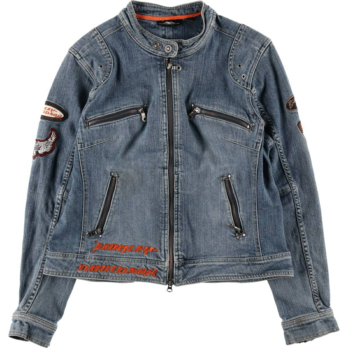 Rakuten - 古着 ハーレーダビッドソン Harley-Davidson デニムライダースジャケット レディースXL相当 /eaa627953 【中古】 【260328】 【Elulu/エルル】 ブルー系 春秋冬