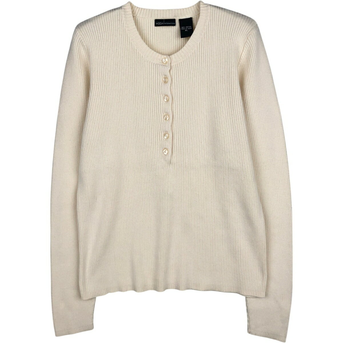 Other - 古着 MODA INTERNATIONAL リブ編み ヘンリーネック コットンニットセーター レディースXL相当 /eaa627963 【中古】 【260330】 【Elulu/エルル】