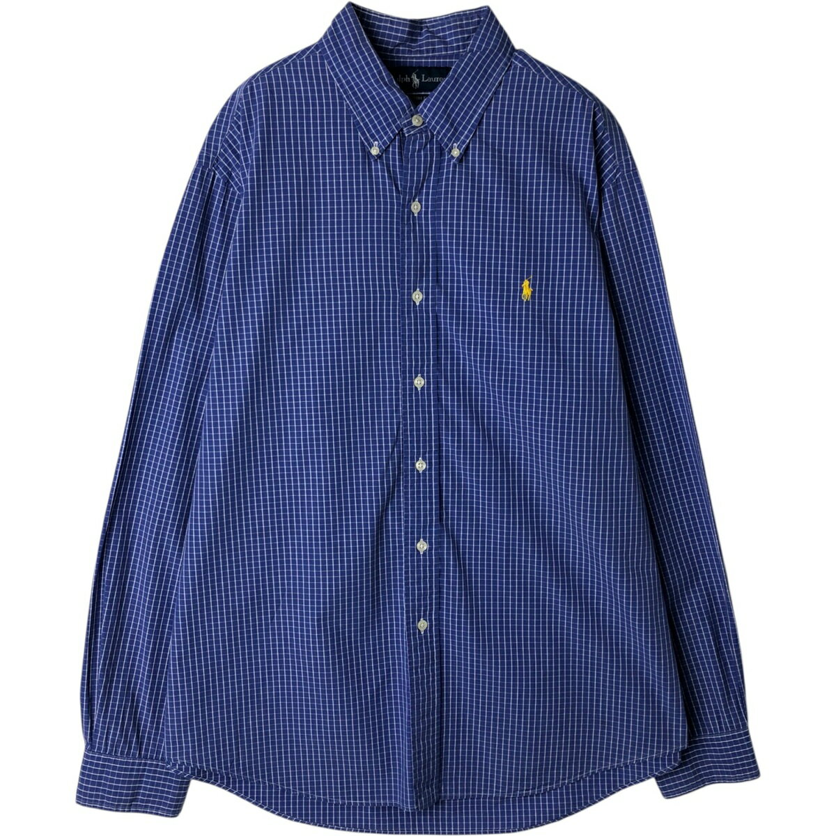 Rakuten - 古着 ラルフローレン Ralph Lauren CUSTOM FIT 長袖 ボタンダウンチェックシャツ メンズXL相当 /eaa628606 【中古】 【260328】 ブルー系 春夏秋冬