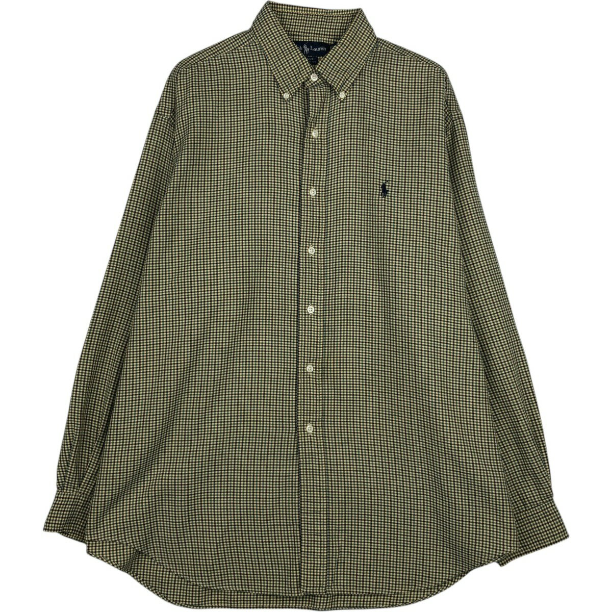 Rakuten - 古着 ラルフローレン Ralph Lauren BLAIRE 長袖 ボタンダウンチェックシャツ メンズL相当 /eaa628614 【中古】 【260327】 イエロー系 春夏秋冬