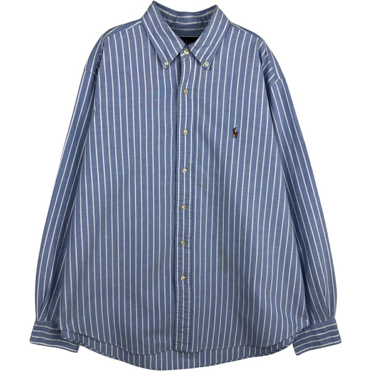 古着 ラルフローレン Ralph Lauren CLASSIC FIT 長袖 ボタンダウンストライプシャツ メンズL相当 /eaa628722   ブラック系 春夏秋冬