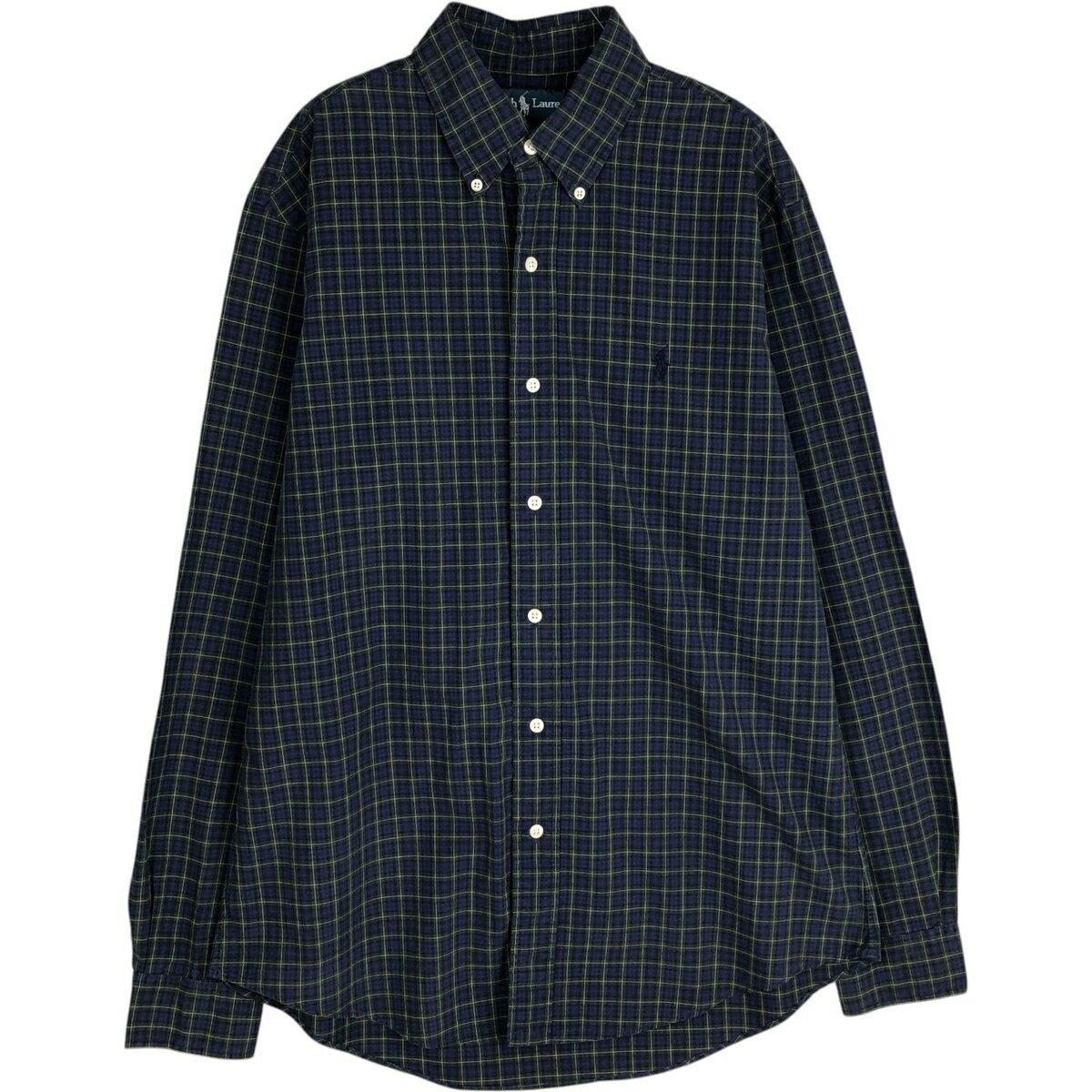 樂天商城 - 古着 ラルフローレン Ralph Lauren CUSTOM FIT 長袖 ボタンダウンチェックシャツ メンズM相当 /eaa628755 【中古】 【260329】