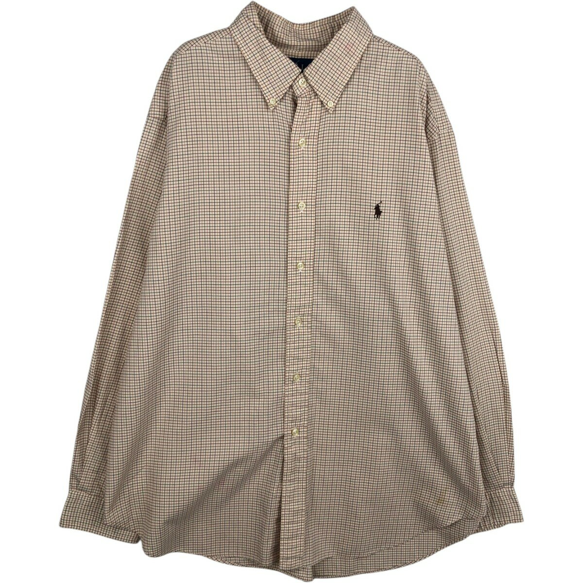 Rakuten - 古着 ラルフローレン Ralph Lauren CLASSIC FIT クラシックフィット 長袖 ボタンダウンチェックシャツ メンズXL相当 /eaa628772 【中古】 【260329】 ベージュ系 春夏秋冬