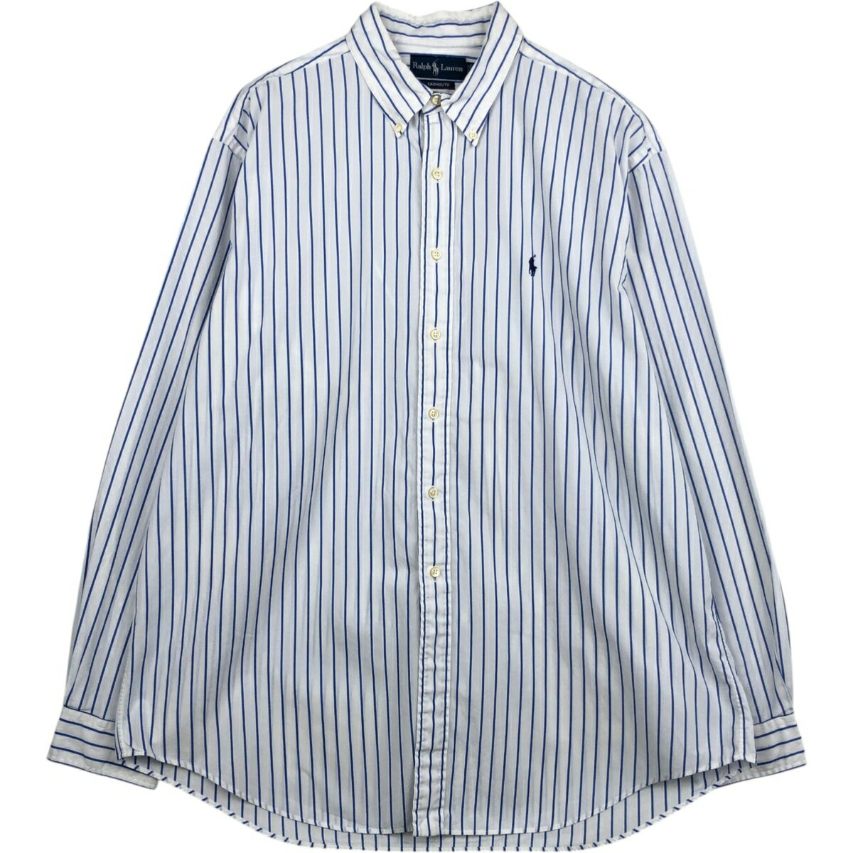 乐天商城 - 古着 ラルフローレン Ralph Lauren YARMOUTH 長袖 ボタンダウンストライプシャツ メンズXL相当 /eaa628786 【中古】 【260328】 ホワイト系 春夏秋冬