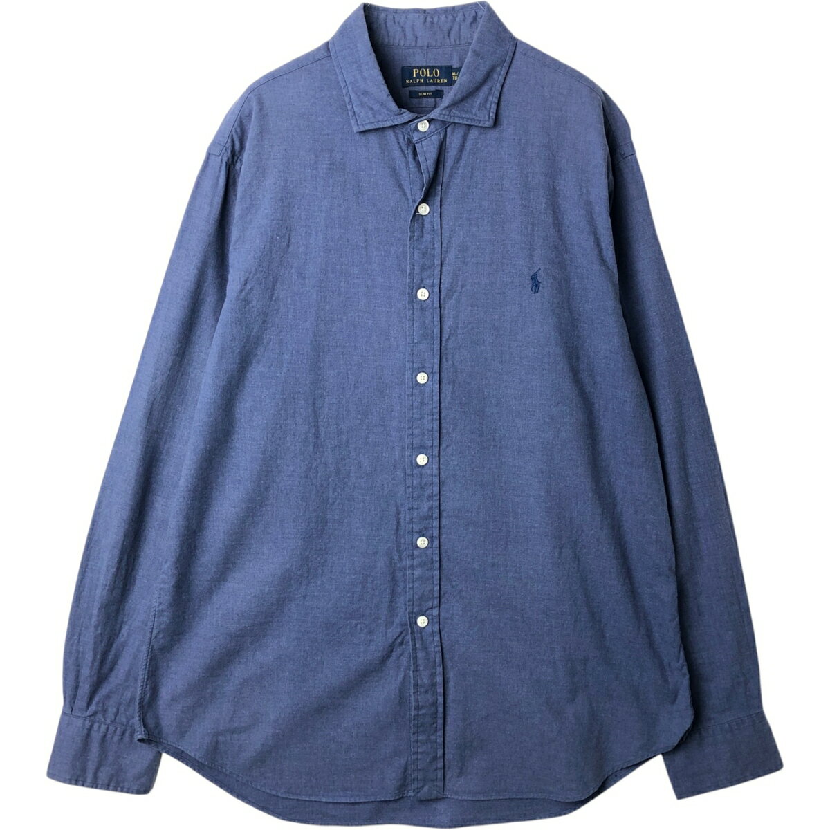 Rakuten - 古着 ラルフローレン Ralph Lauren POLO RALPH LAUREN SLIM FIT 長袖 コットンシャツ メンズXL相当 /eaa628909 【中古】 【260331】 ブルー系 春夏秋冬