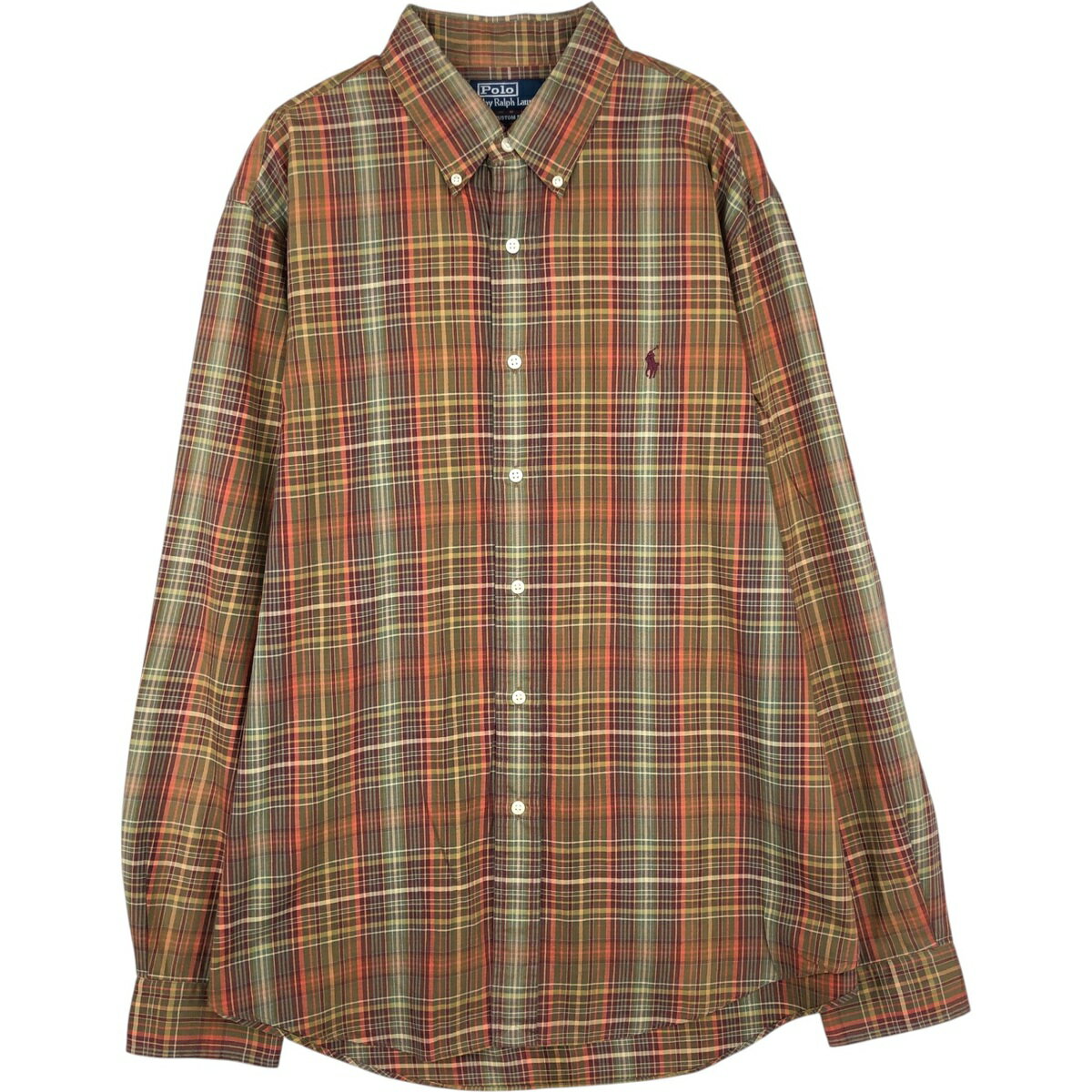 古着 ラルフローレン Ralph Lauren POLO by Ralph Lauren CUSTOM FIT 長袖 ボタンダウンチェックシャツ メンズXL相当 /eaa628962 【中古】 【260403】