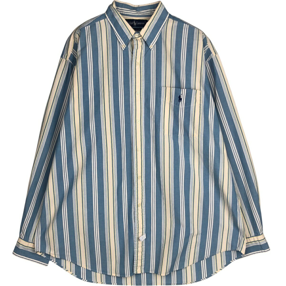 Rakuten - 古着 ラルフローレン Ralph Lauren マルチストライプ 長袖 ボタンダウンストライプシャツ メンズXL相当 /eaa628993 【中古】 【260329】 イエロー系 春夏秋冬