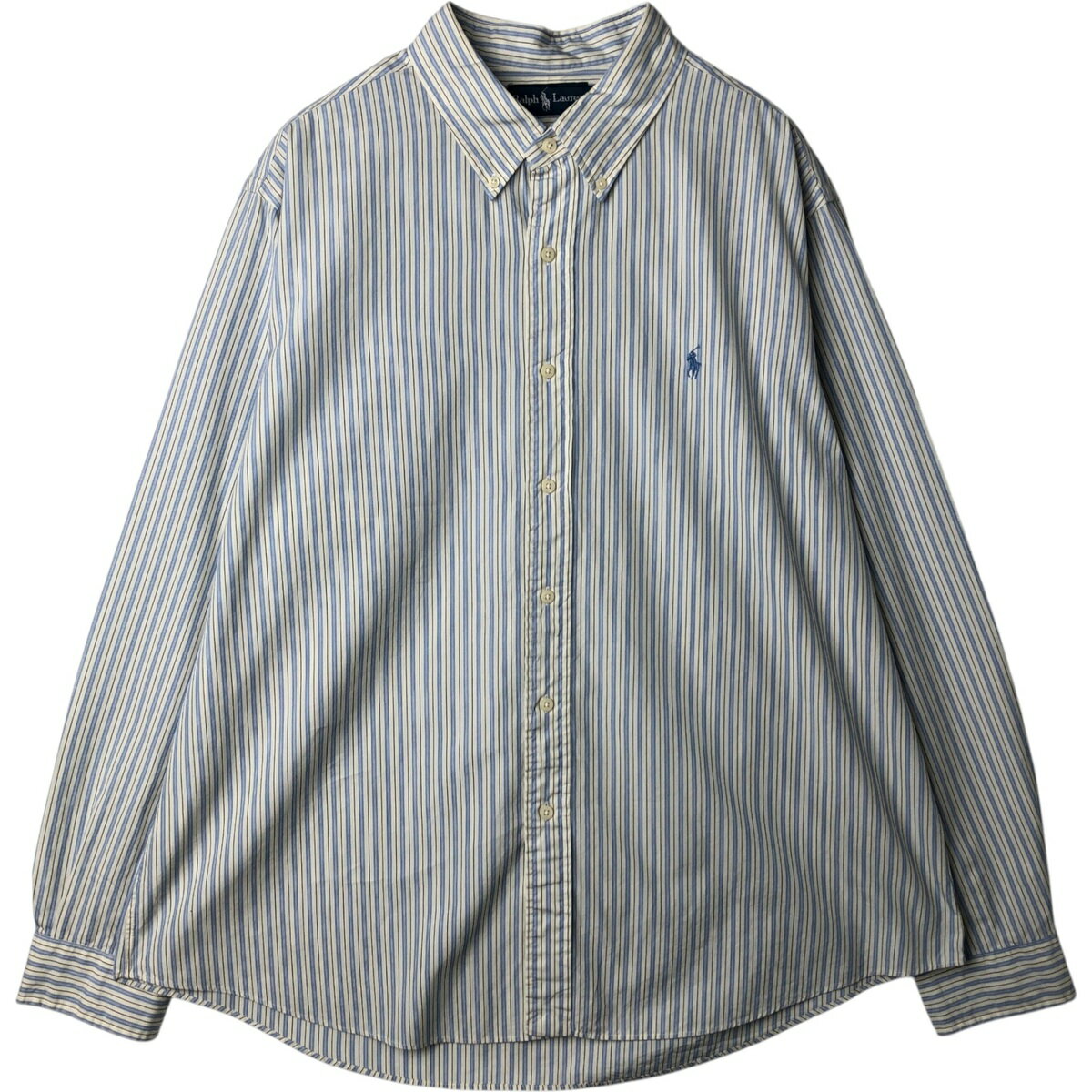 Rakuten - 古着 ラルフローレン Ralph Lauren マルチストライプ 長袖 ボタンダウンストライプシャツ メンズXXL相当 /eaa629053 【中古】 【260331】 ホワイト系 春夏秋冬