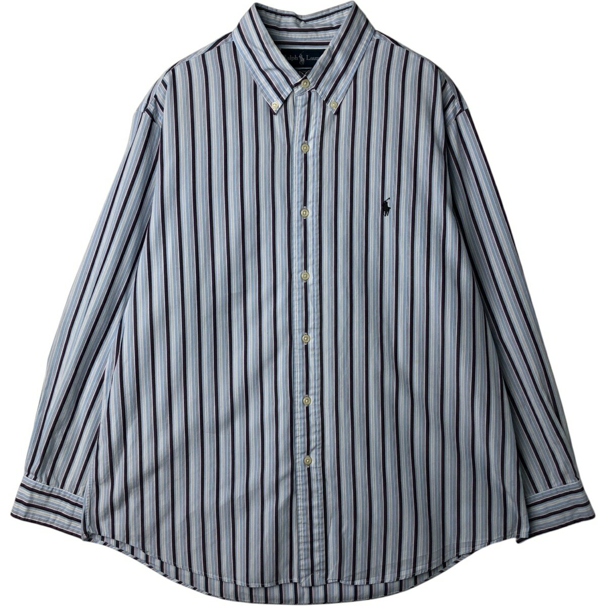 Rakuten - 古着 ラルフローレン Ralph Lauren CUSTOM FIT マルチストライプ 長袖 ボタンダウンストライプシャツ メンズXL相当 /eaa629054 【中古】 【260331】 ブルー系 春夏秋冬