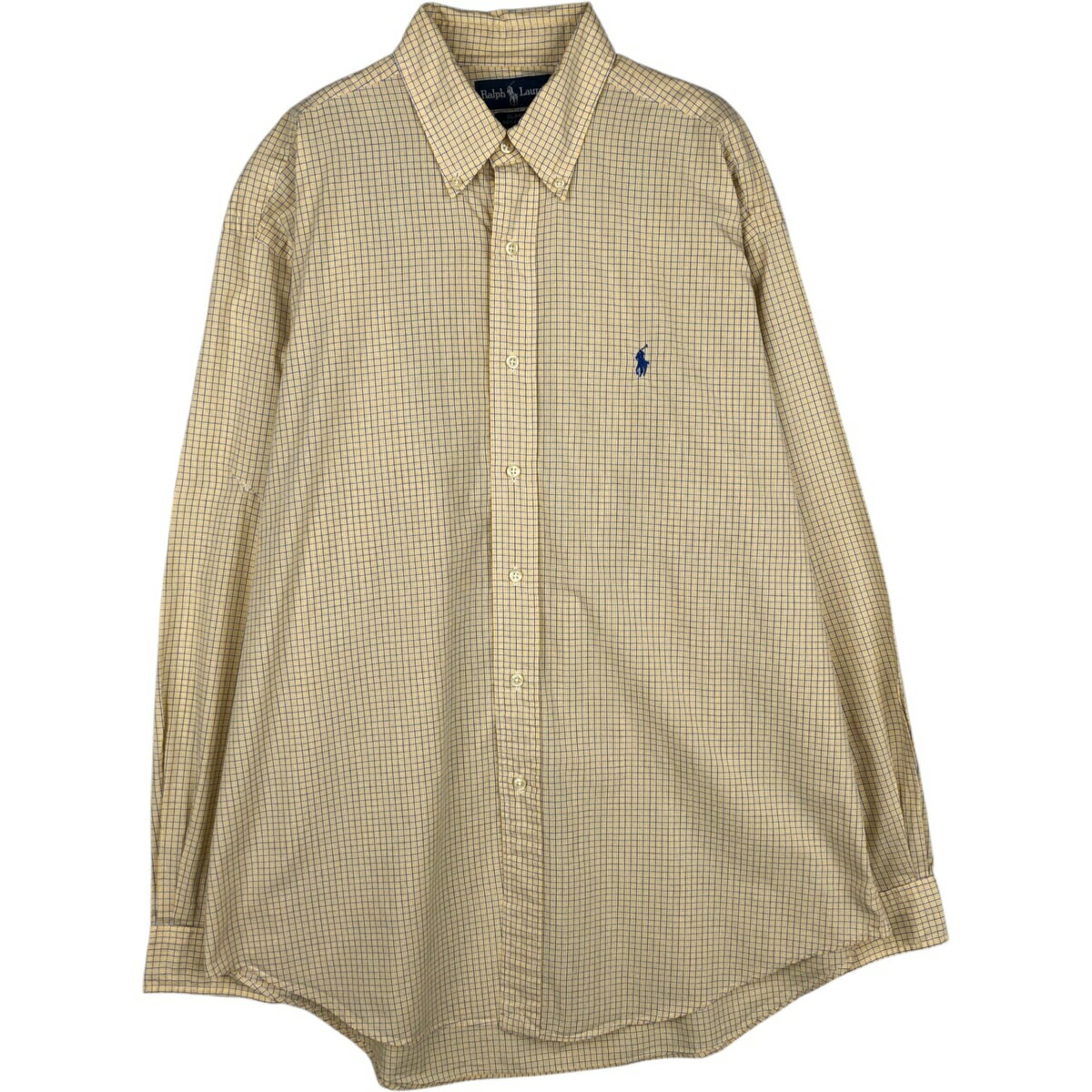 Rakuten - 古着 ラルフローレン Ralph Lauren BLAKE 長袖 ボタンダウンチェックシャツ メンズL相当 /eaa629099 【中古】 【260405】 イエロー系 春夏秋冬