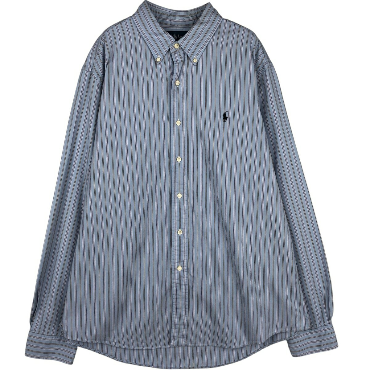 Rakuten - 古着 ラルフローレン Ralph Lauren CUSTOM FIT 長袖 ボタンダウンストライプシャツ メンズXL相当 /eaa629104 【中古】 【260405】 ブルー系 春夏秋冬
