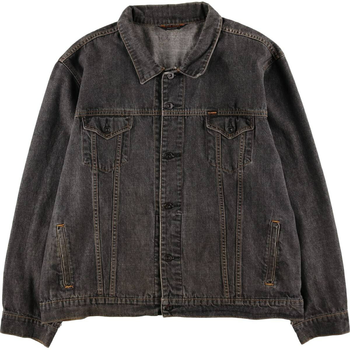 古着 00'S ラルフローレン Ralph Lauren POLO JEANS COMPANY ブラック デニムジャケット Gジャン メンズXXL相当 /eaa629144 【中古】 【260329】 【GR-NV-2604】
